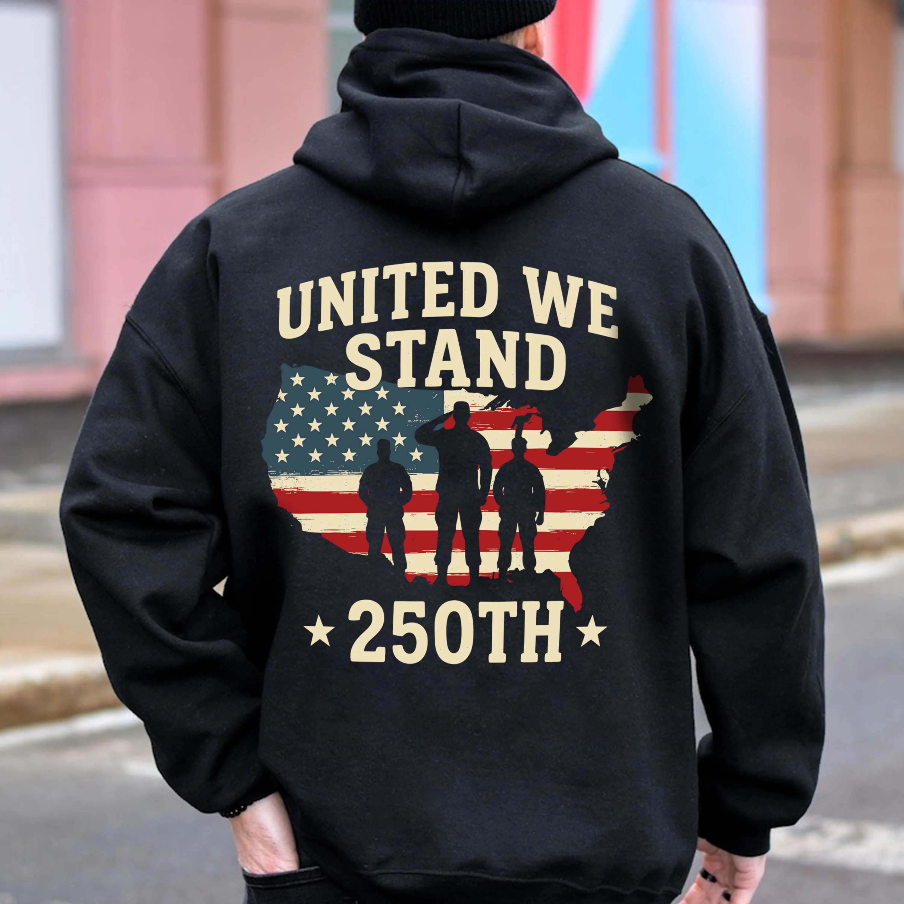 United We Stand 250th Anniversary USA Veteran Back Side Dark Shirt HA75 897304 - Image 4