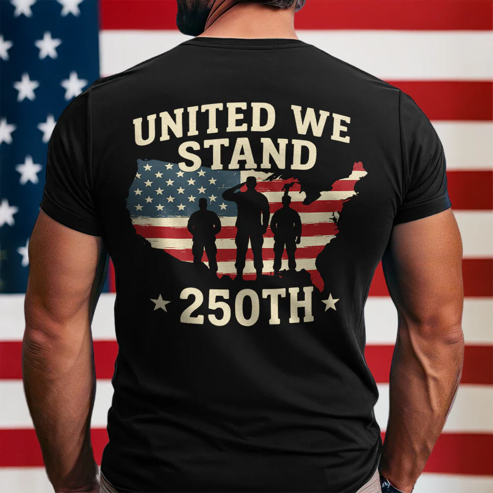 United We Stand 250th Anniversary USA Veteran Back Side Dark Shirt HA75 897304 - Image 8