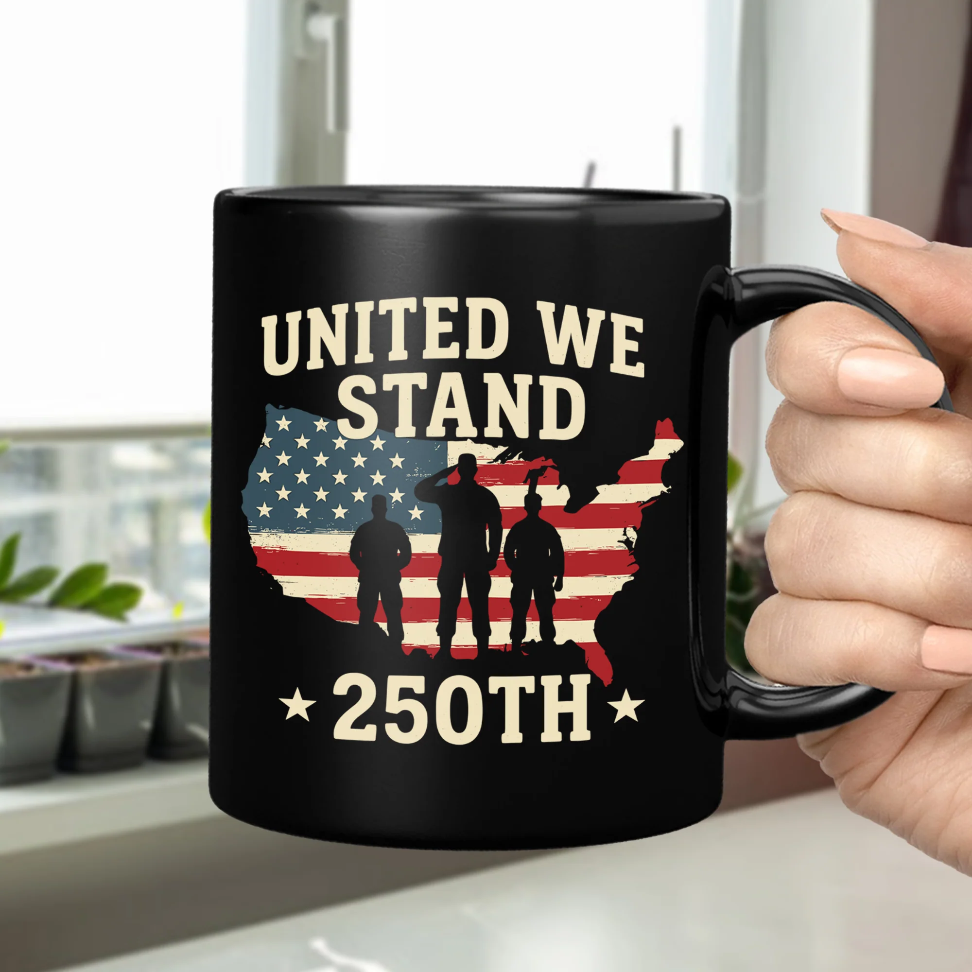 United We Stand 250th Anniversary USA Veteran Black Mug HA75 897306 - Image 4