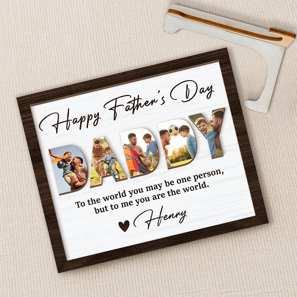 Upload Photo Happy Father's Day 2-Layered Wooden Plaque With Stand HA75 892516 - Image 4