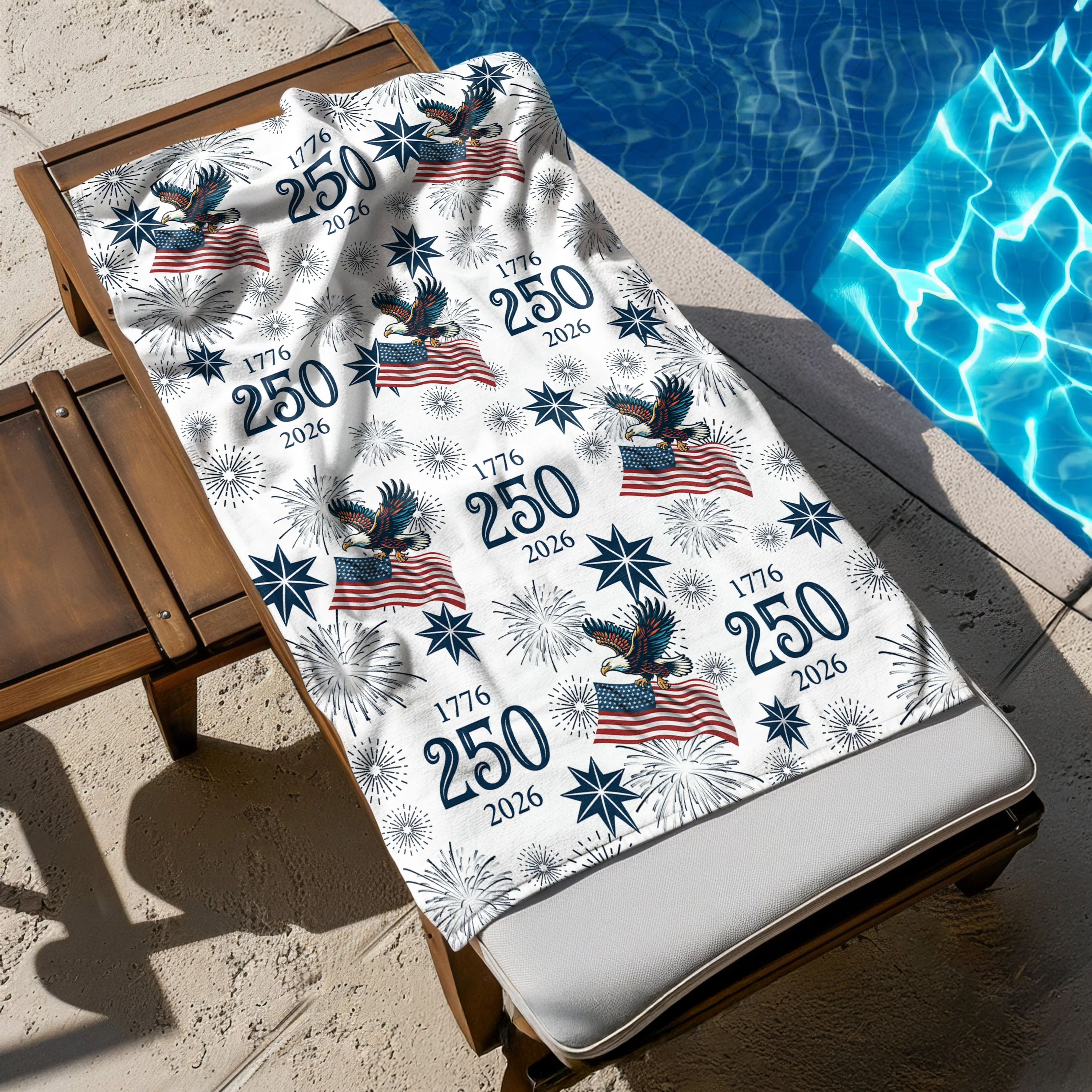 USA 250 Anniversary Eagle 1776-2026 Family Beach Towel HA75 920294 - Image 2