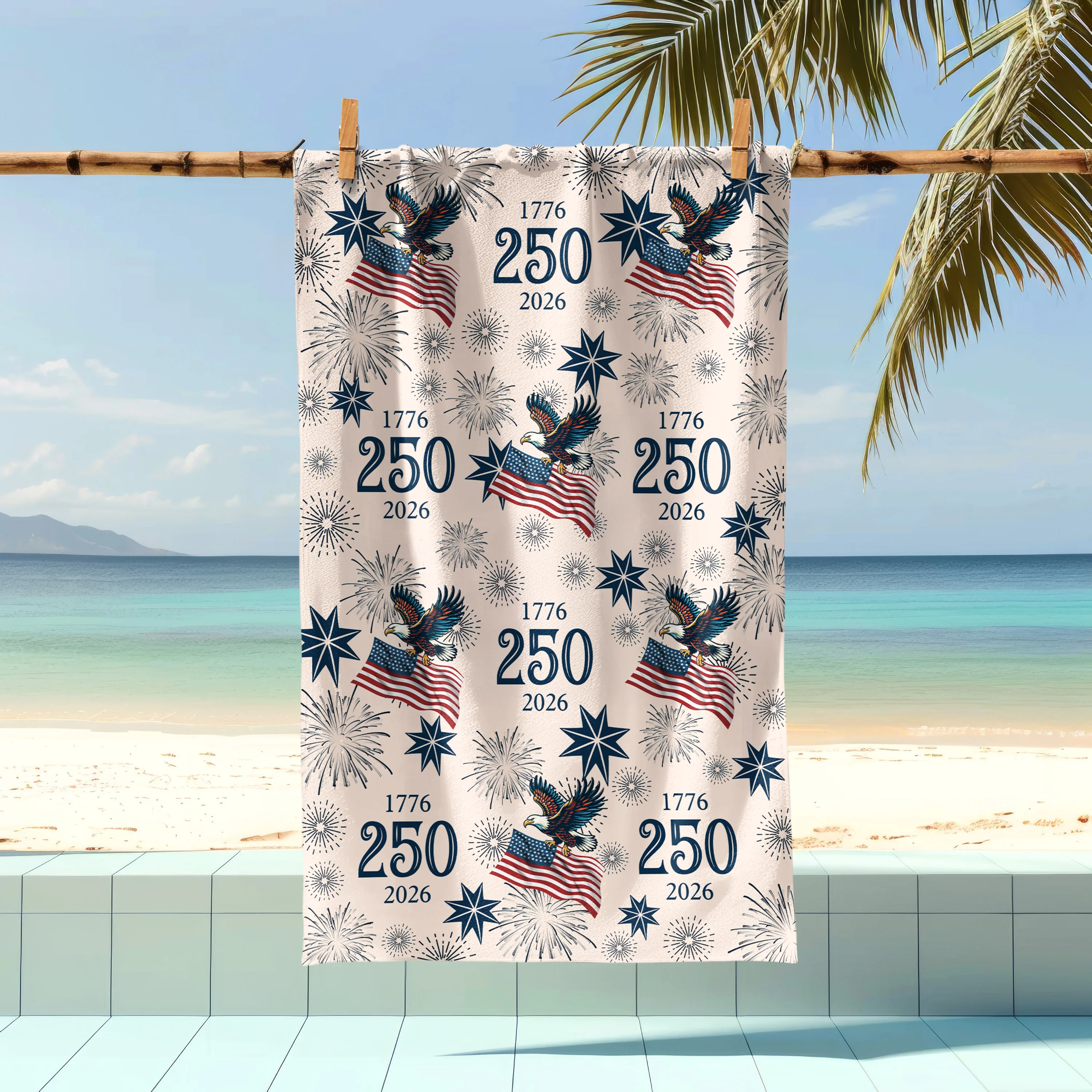 USA 250 Anniversary Eagle 1776-2026 Family Beach Towel HA75 920294 - Image 4