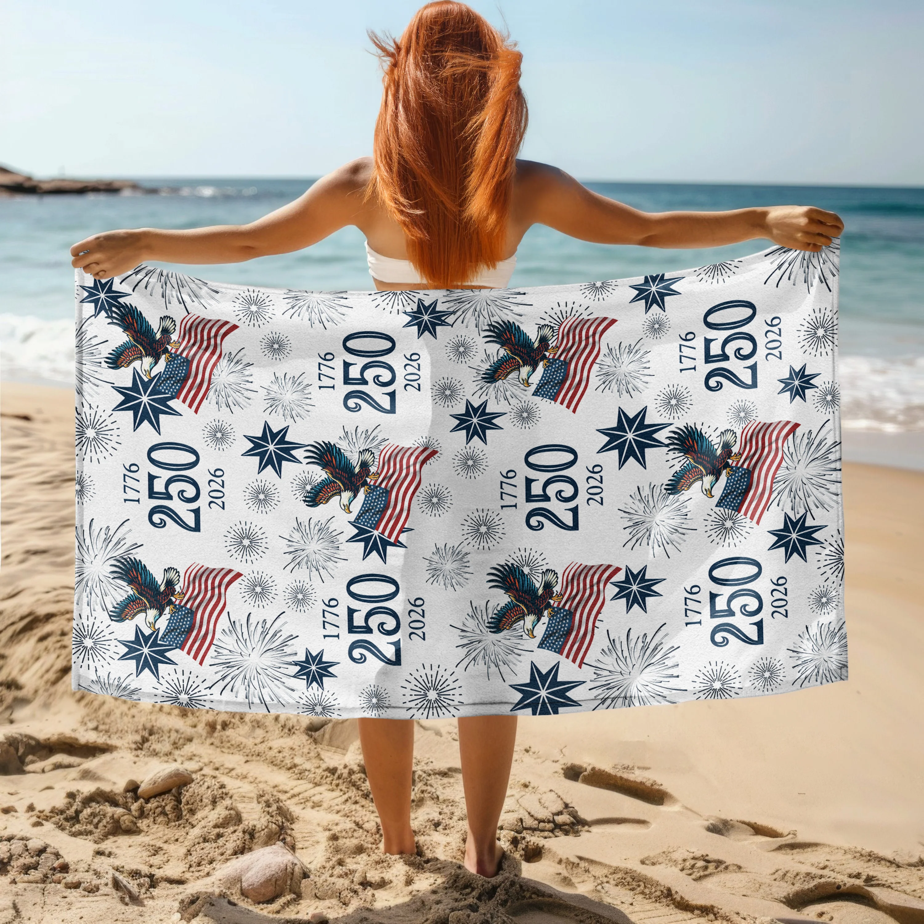 USA 250 Anniversary Eagle 1776-2026 Family Beach Towel HA75 920294 - Image 5