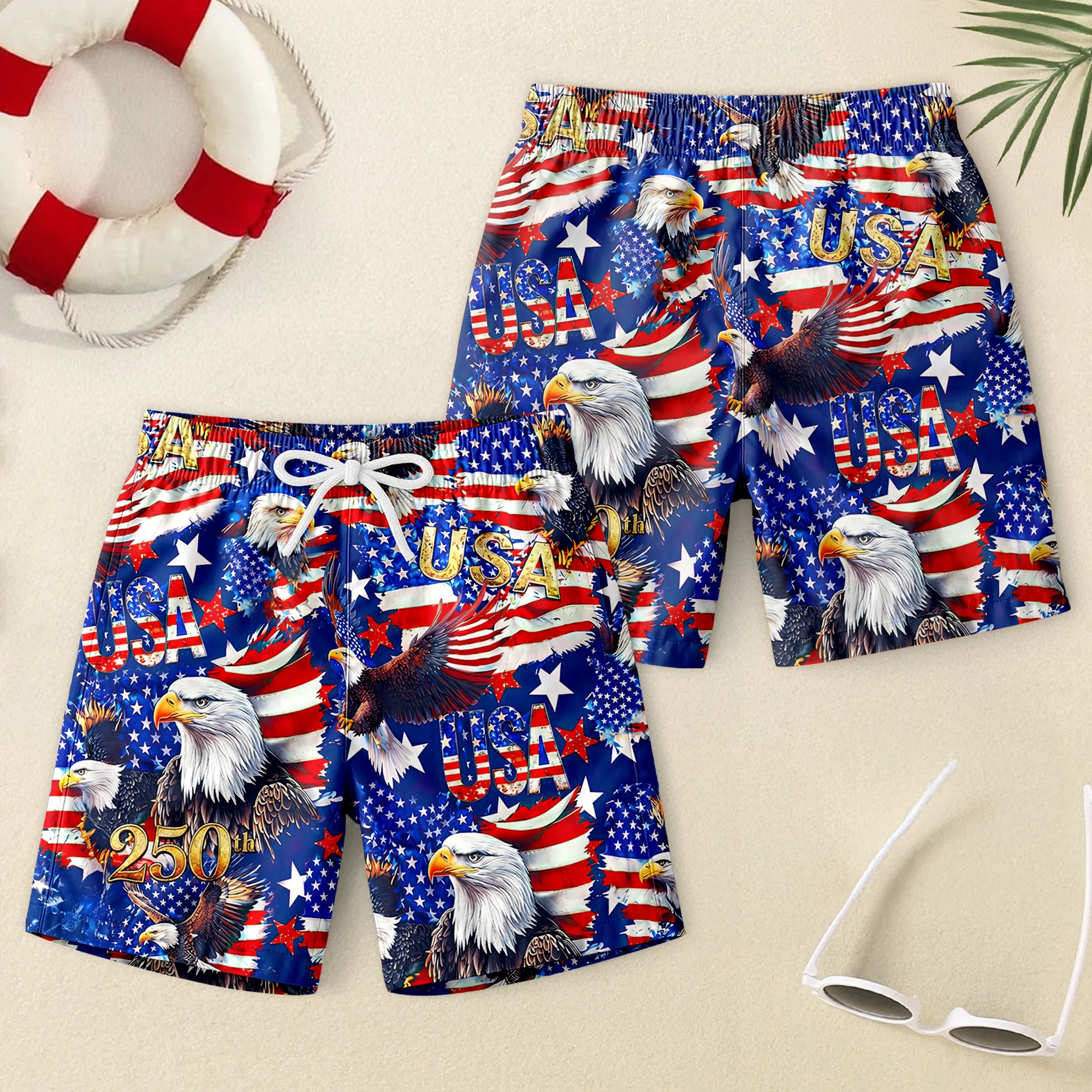 USA 250 Anniversary Eagle 1776-2026 Patriotic Beach Short HA75 920648 - Image 6