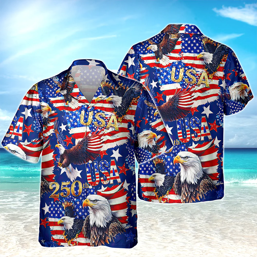 USA 250 Anniversary Eagle 1776-2026 Patriotic Hawaii Shirt HA75 920188 - Image 5