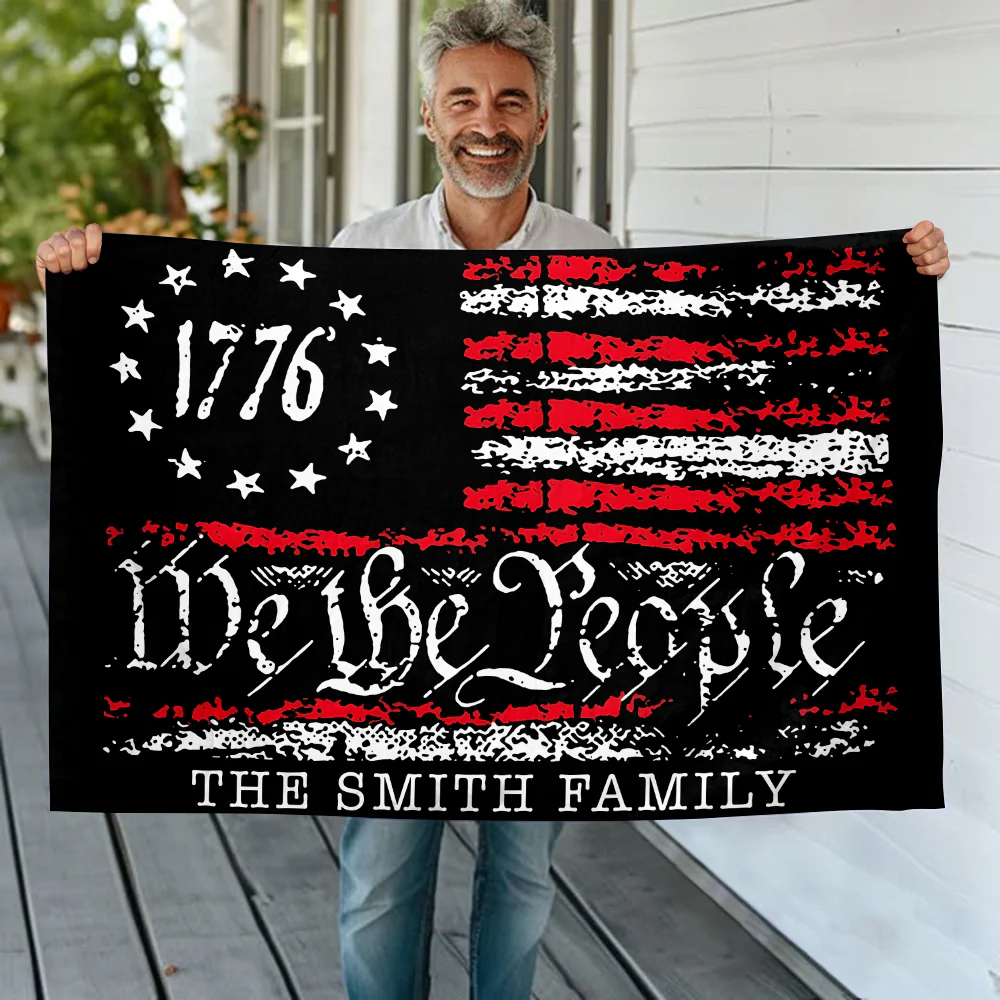 We The People Black And Red USA American Double-Sided Flag HA75 898222 - Image 4