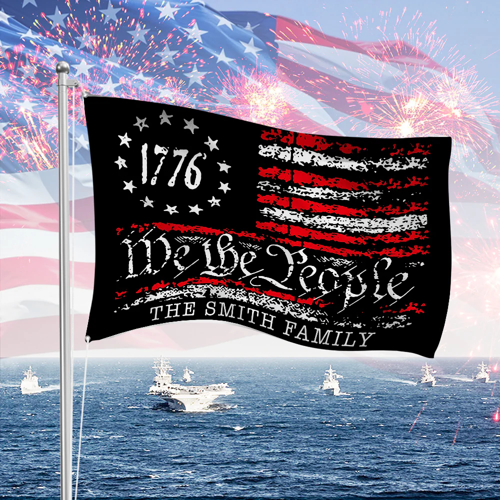 We The People Black And Red USA American Double-Sided Flag HA75 898222 - Image 6