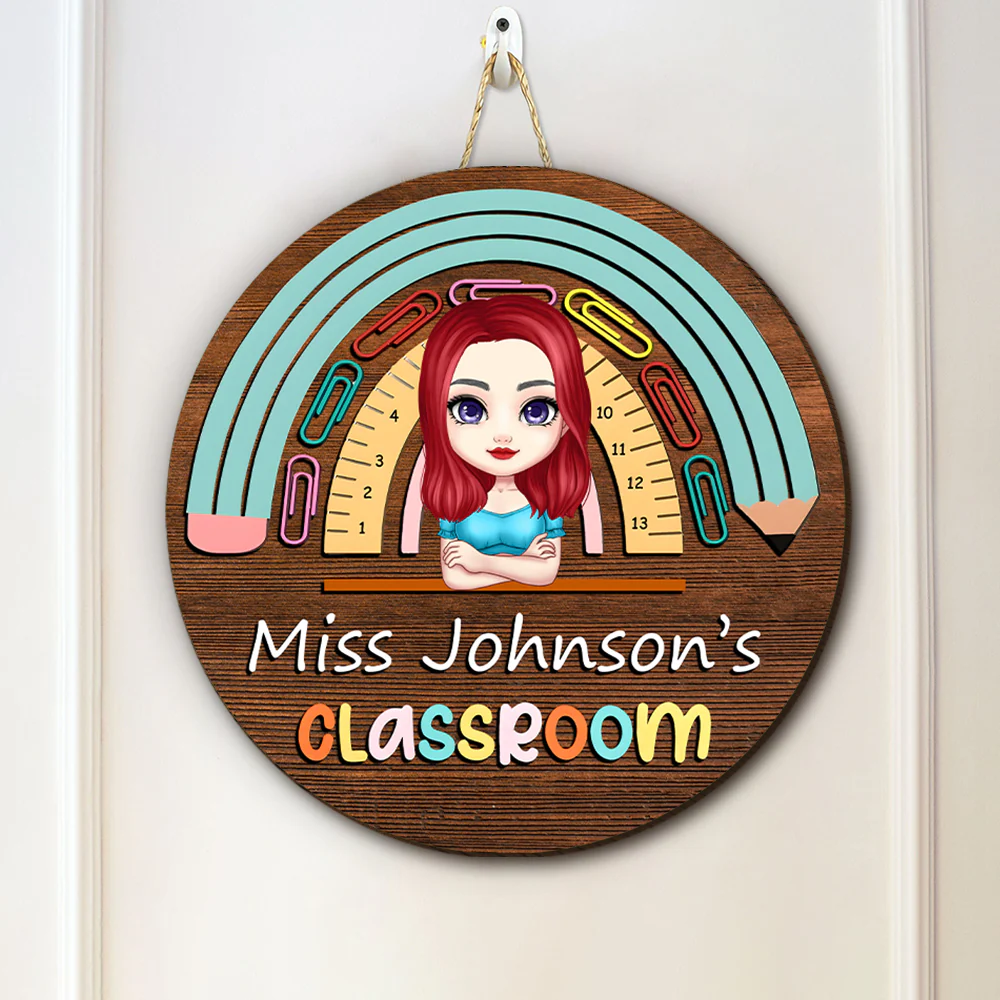 Welcome To My Classroom - Teacher Personalized Wood DoorSign Gift For Teacher HA75 892626 - Image 3