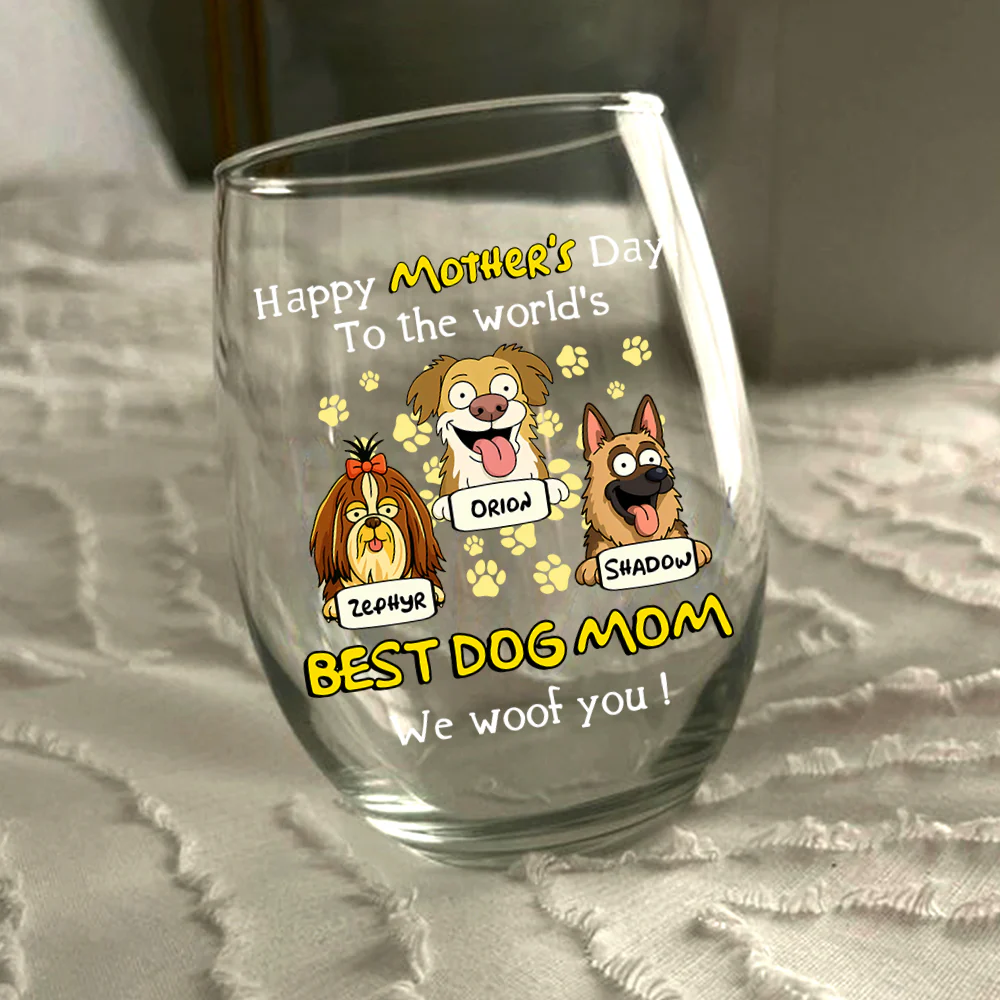Woof Best Dog Mom Personalized Wine Glass Mother's Day Gifts HA75 892154 - Image 4