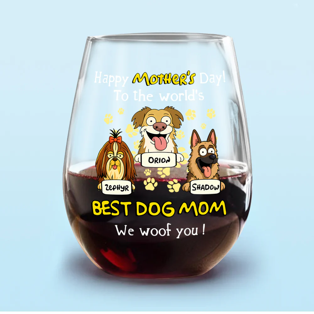 Woof Best Dog Mom Personalized Wine Glass Mother's Day Gifts HA75 892154 - Image 6