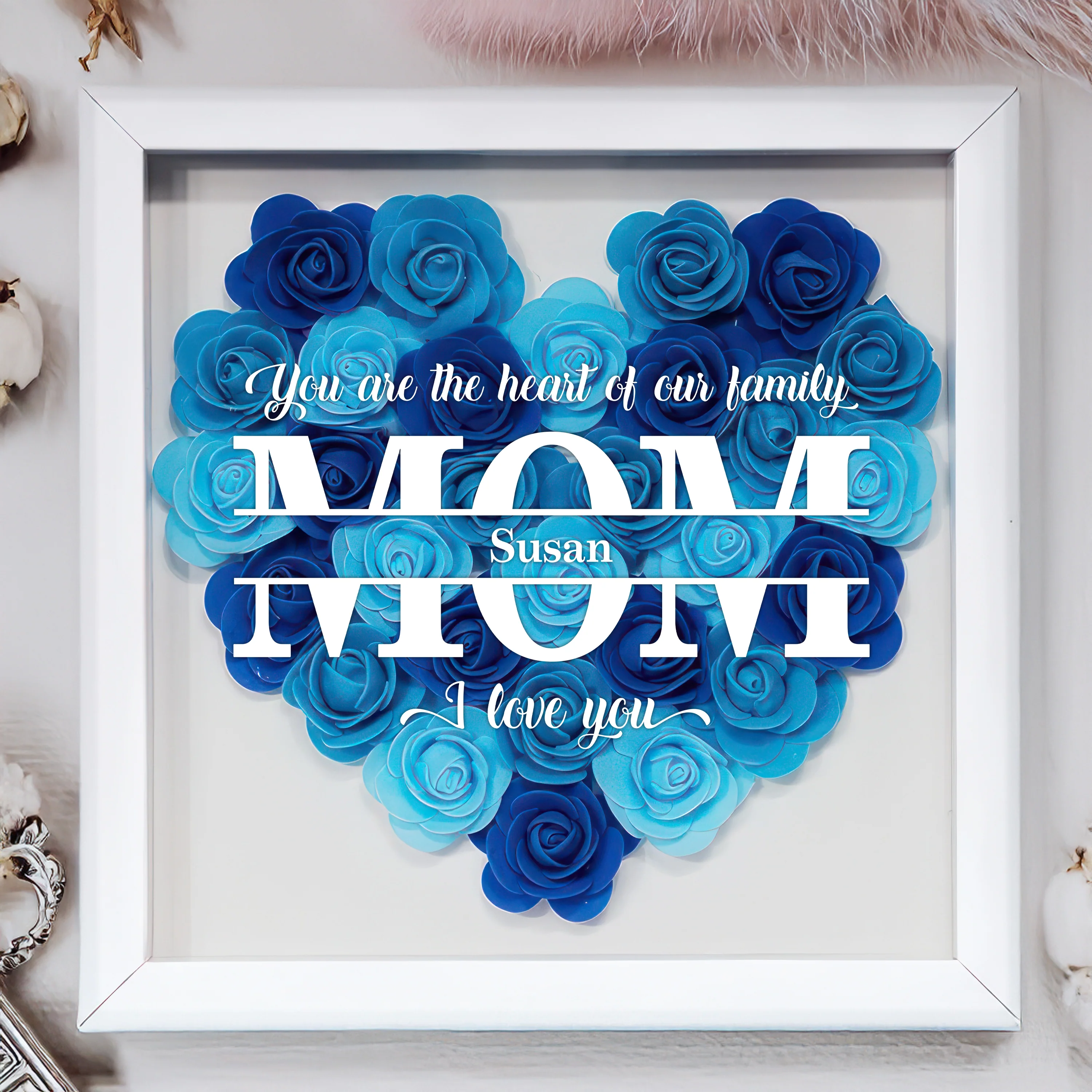 You Are The Heart Of Our Family Personalized Flower Shadow Box Mother's Day Gift HA75 892040 - Image 5