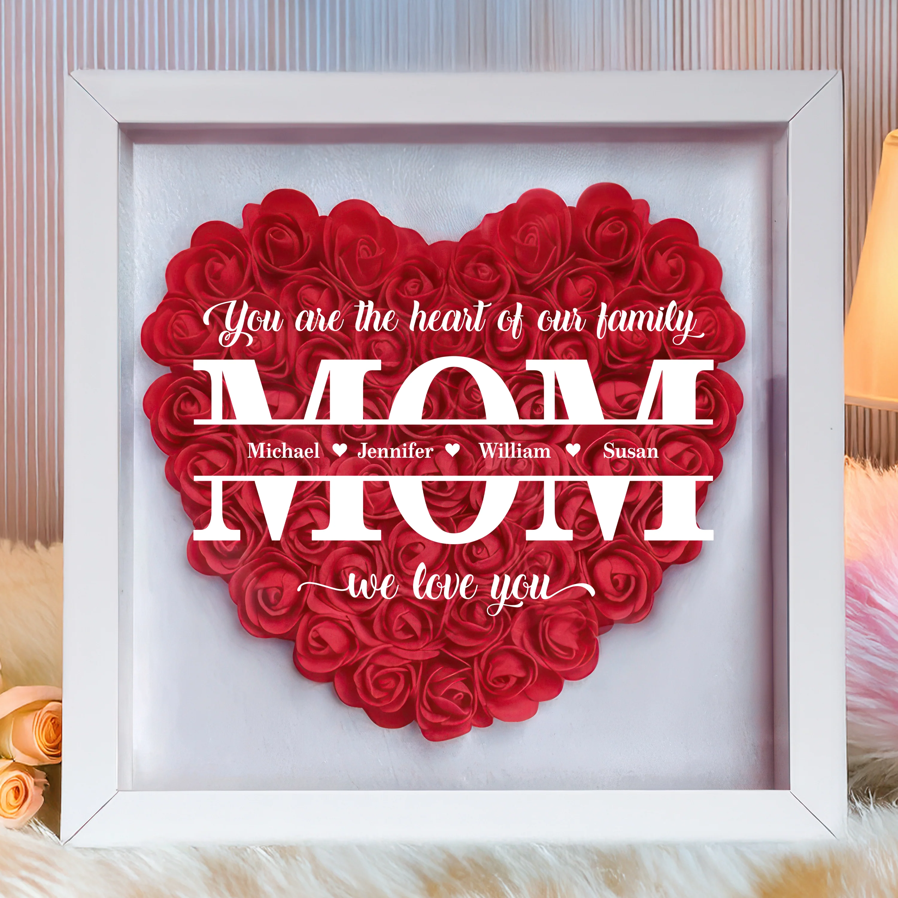 You Are The Heart Of Our Family Personalized Flower Shadow Box Mother's Day Gift HA75 892040 - Image 6