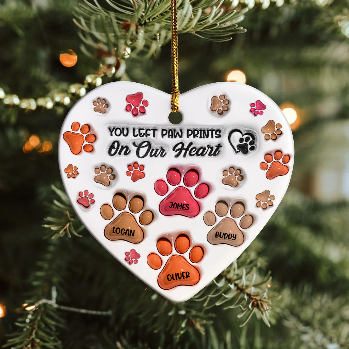 You Left Paw Prints On My Heart 3D Inflated Effect Heart Shaped Ceramic Ornament Personalized Gift HA75 897182 - Image 4