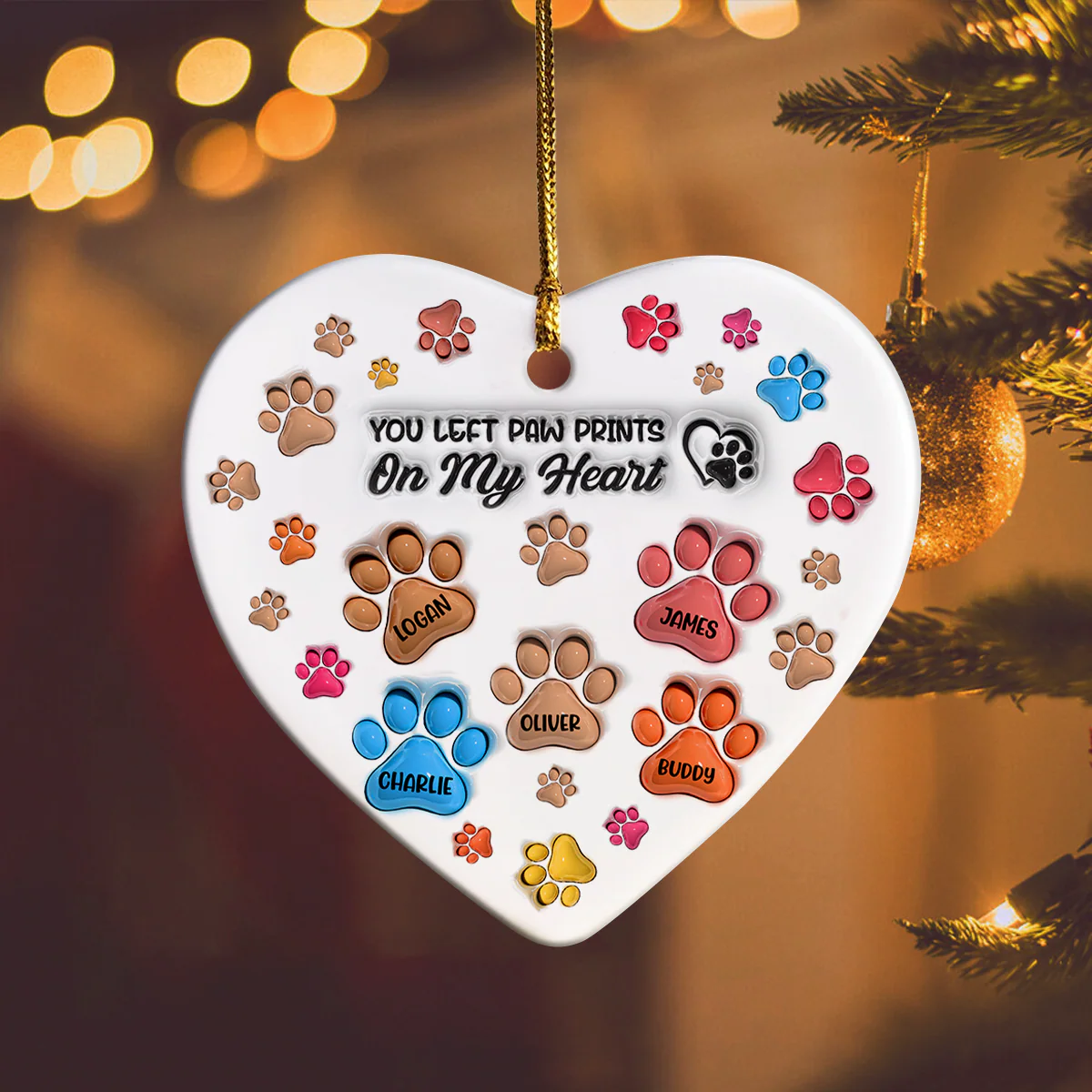 You Left Paw Prints On My Heart 3D Inflated Effect Heart Shaped Ceramic Ornament Personalized Gift HA75 897182 - Image 6