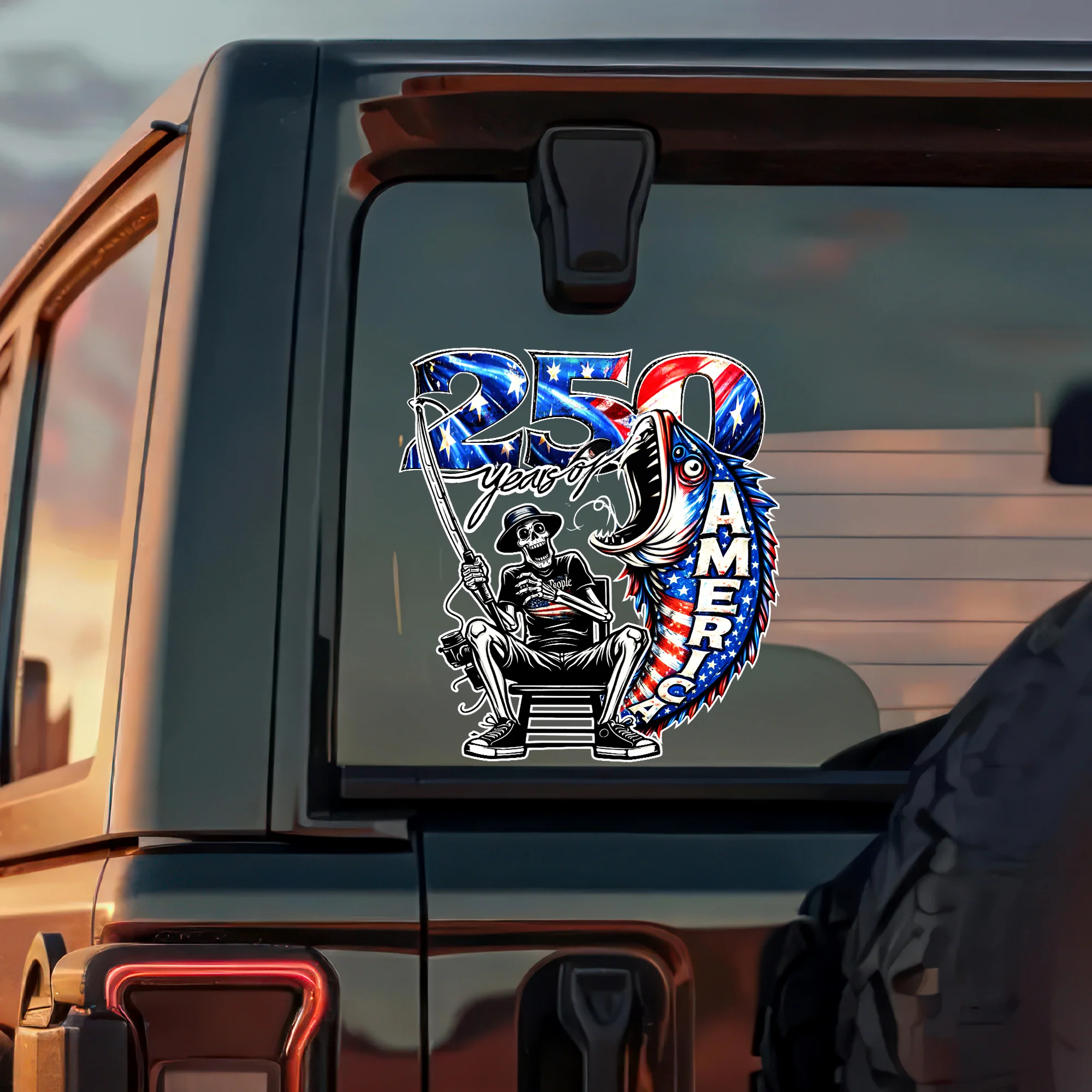 250 Years of Freedom America Fishing - Patriotic Bass Fisherman Car Window Decal Sticker LM32 899165 - Image 3