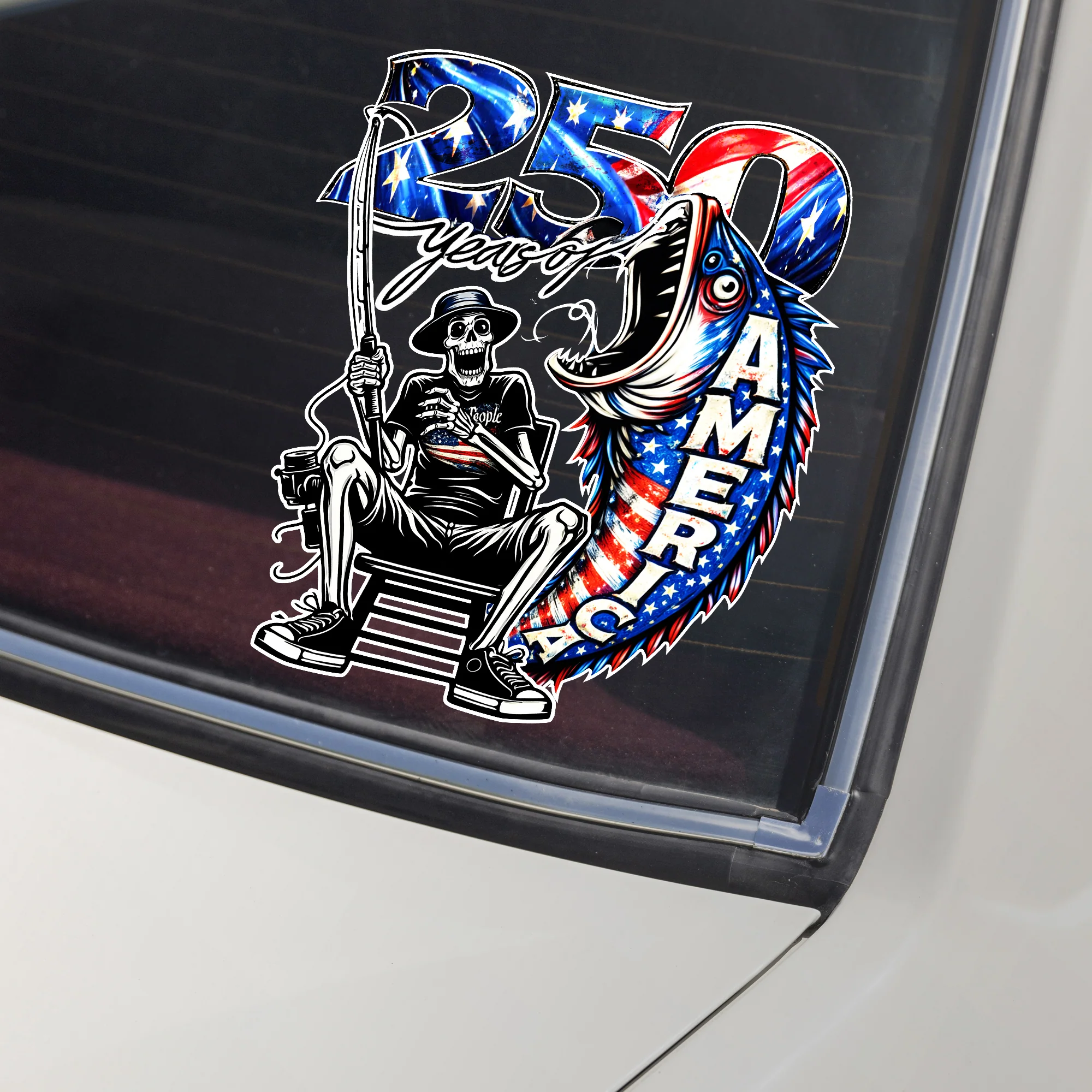 250 Years of Freedom America Fishing - Patriotic Bass Fisherman Car Window Decal Sticker LM32 899165 - Image 4