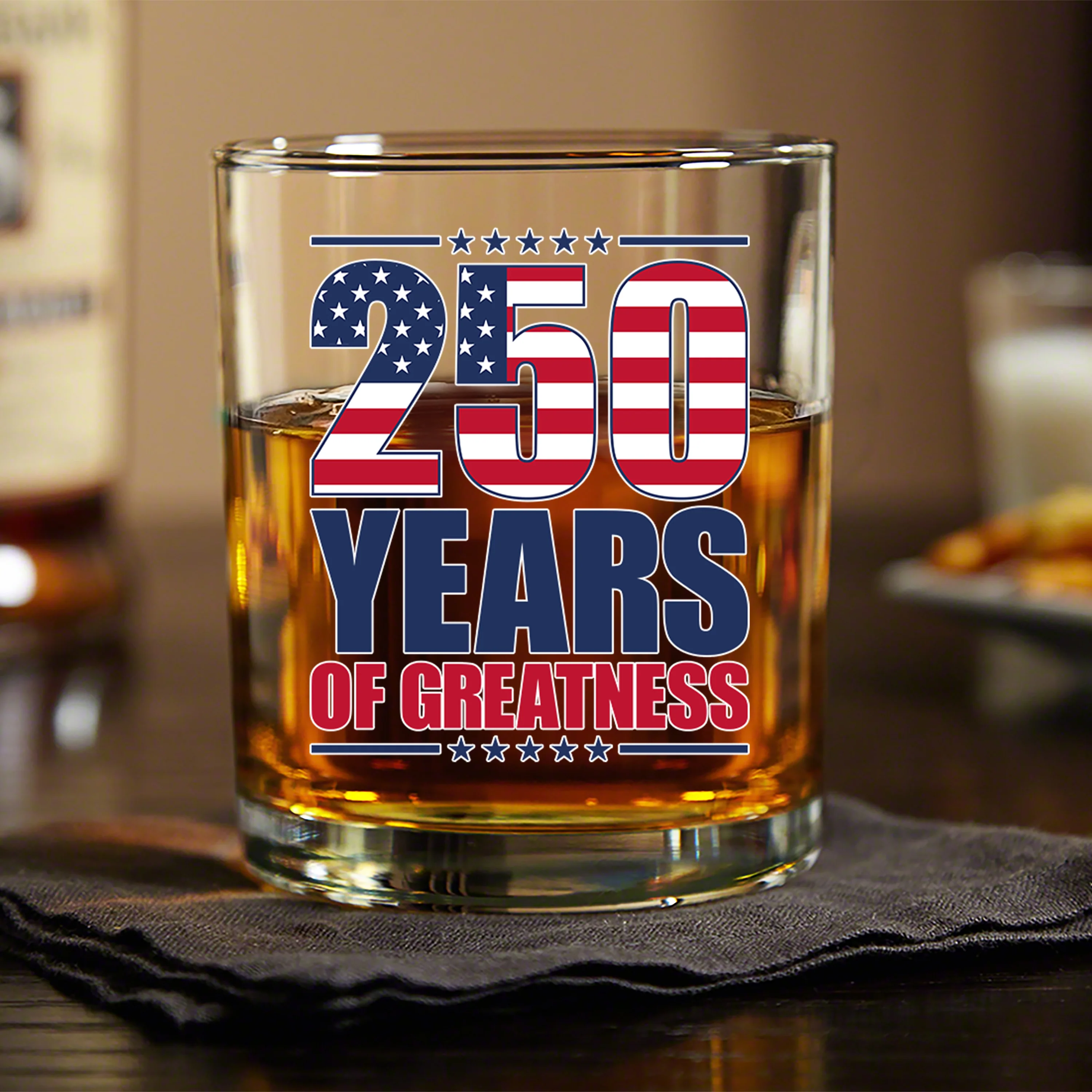 250 Years of Greatness USA Flag Patriotic 1776-2026 Anniversary Whiskey Glass LM32 895223 - Image 10