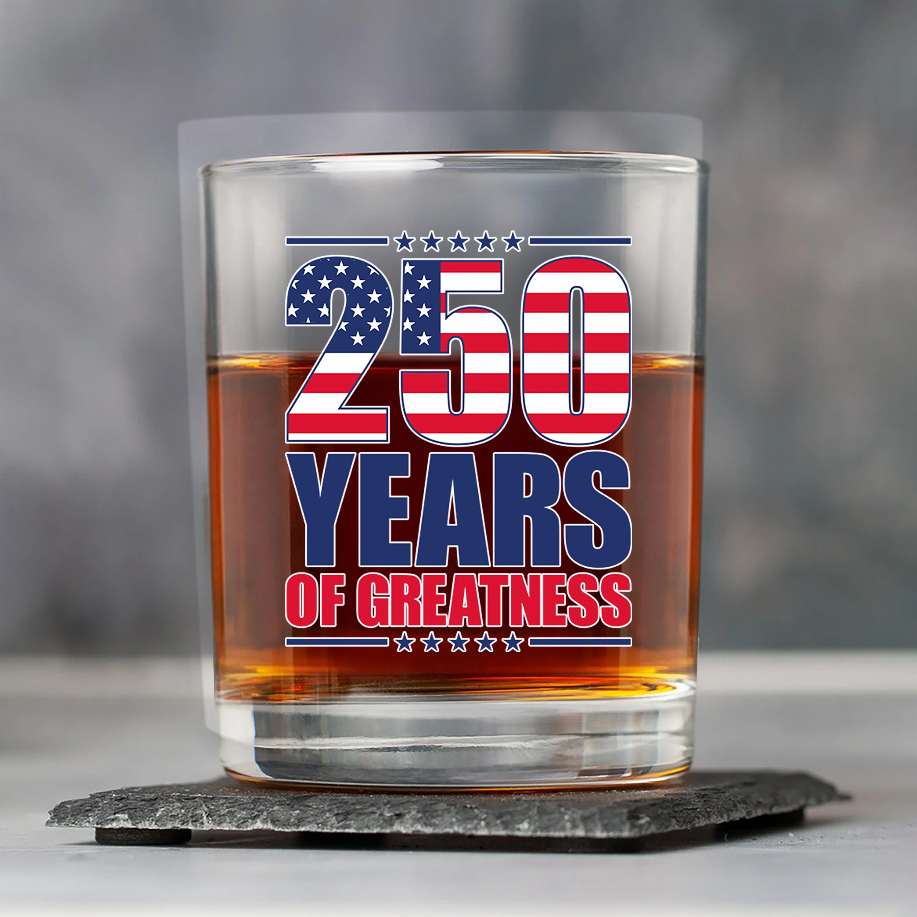 250 Years of Greatness USA Flag Patriotic 1776-2026 Anniversary Whiskey Glass LM32 895223 - Image 4
