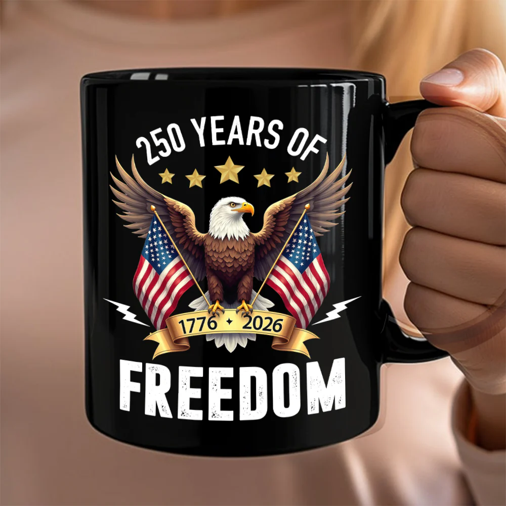 America Eagles 250 Years Of Freedom Black Mug LM32 895211 - Image 2