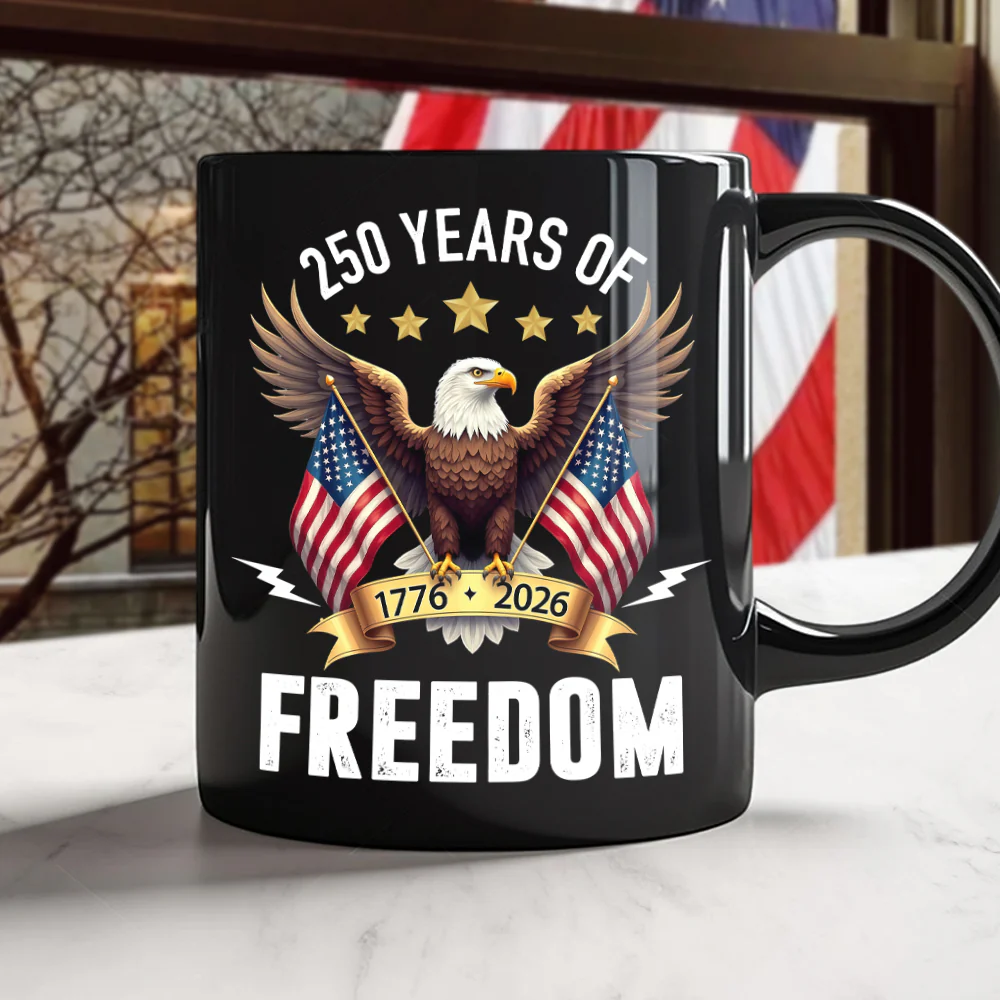 America Eagles 250 Years Of Freedom Black Mug LM32 895211 - Image 6