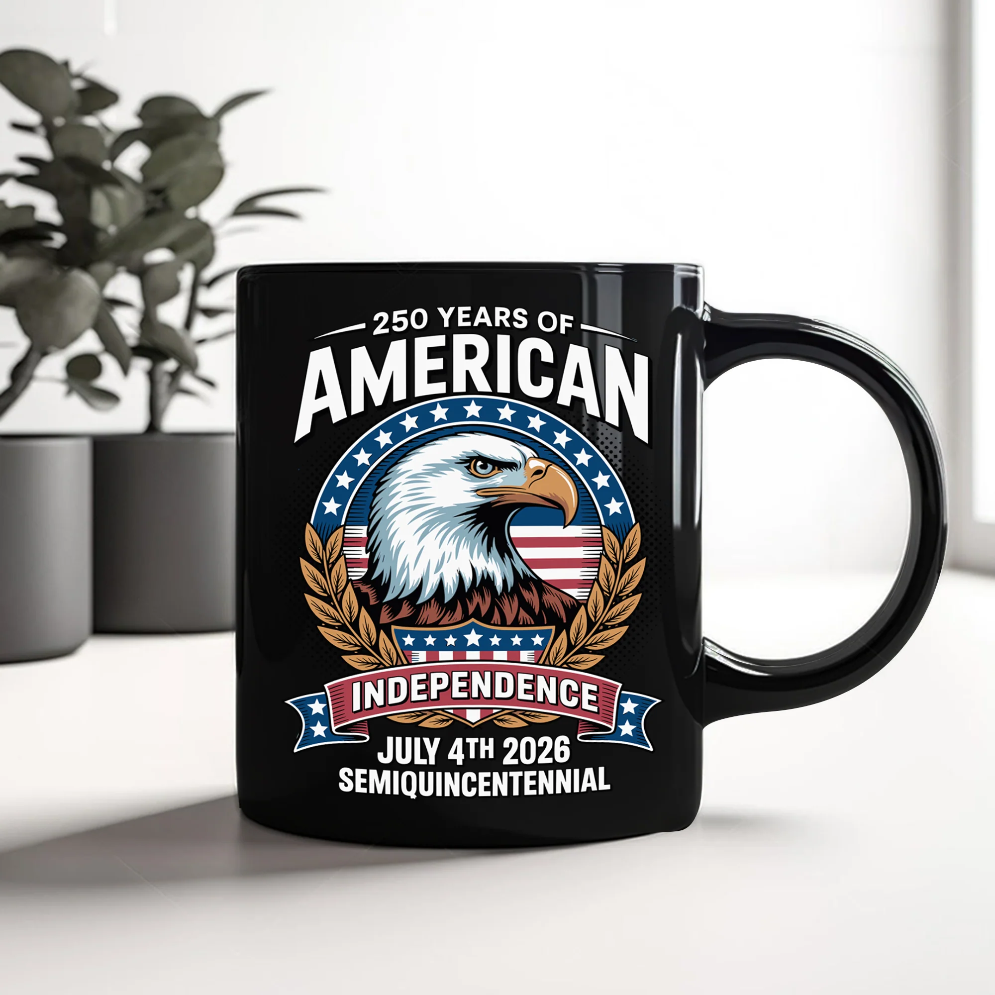 250 Years of America Independence Eagle - July 4th 2026 Black Mug LM32 895249 - Image 8