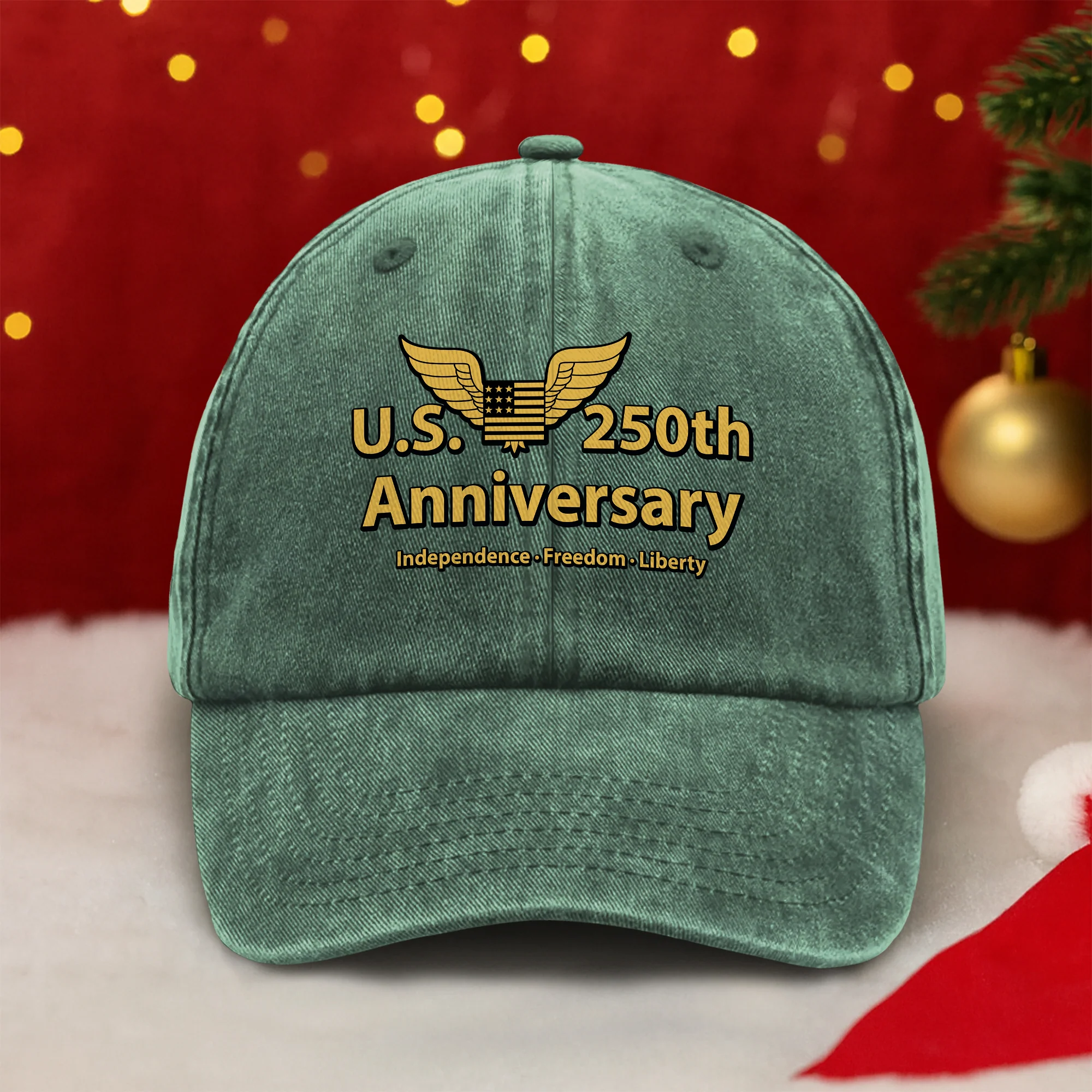 American Independence Freedom Liberty Patriotic Washed Denim Baseball Cap LM32 895143 - Image 4