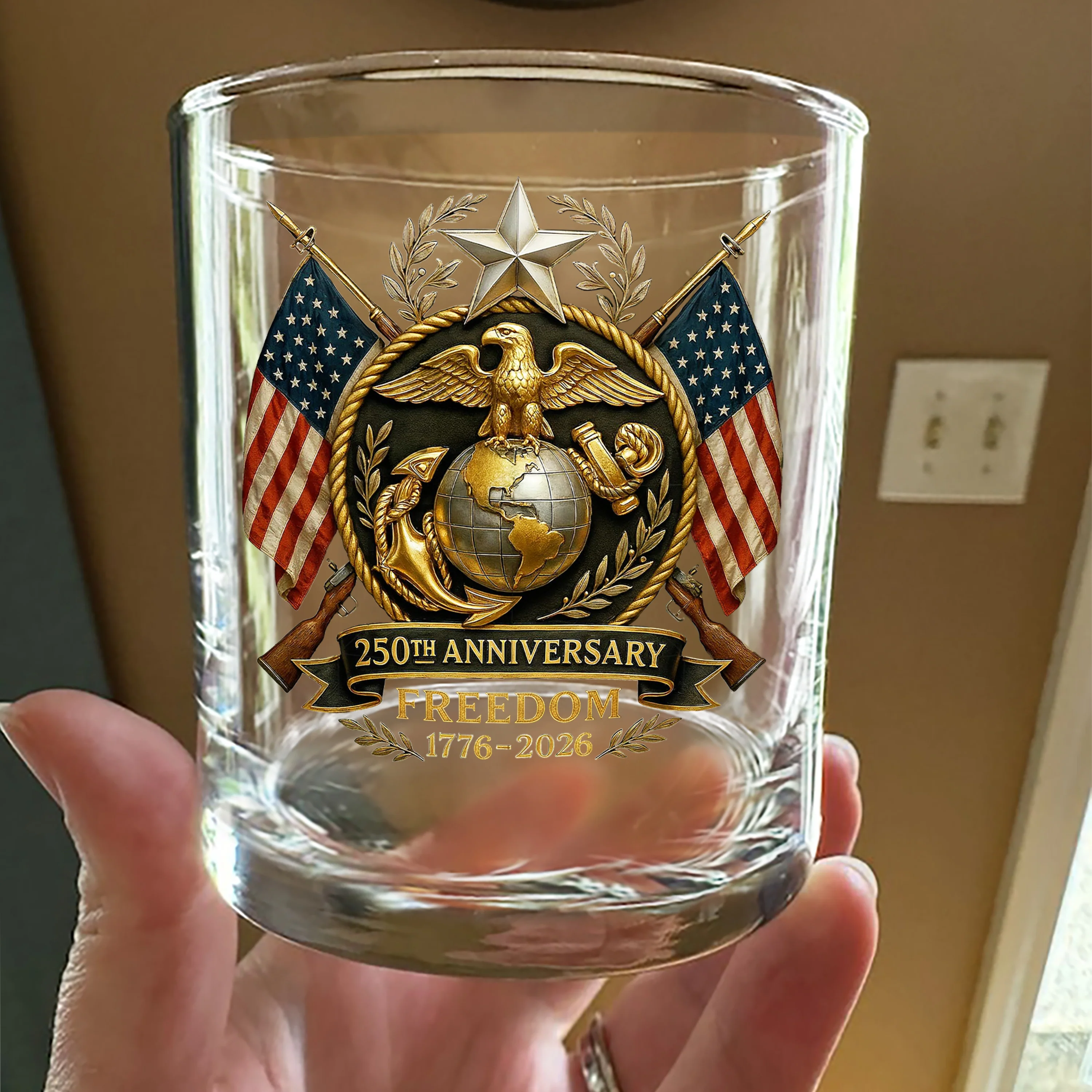 Bald Eagles Guns 250th Anniversary Freedom 1776 - 2026 Whiskey Glass LM32 897463 - Image 4