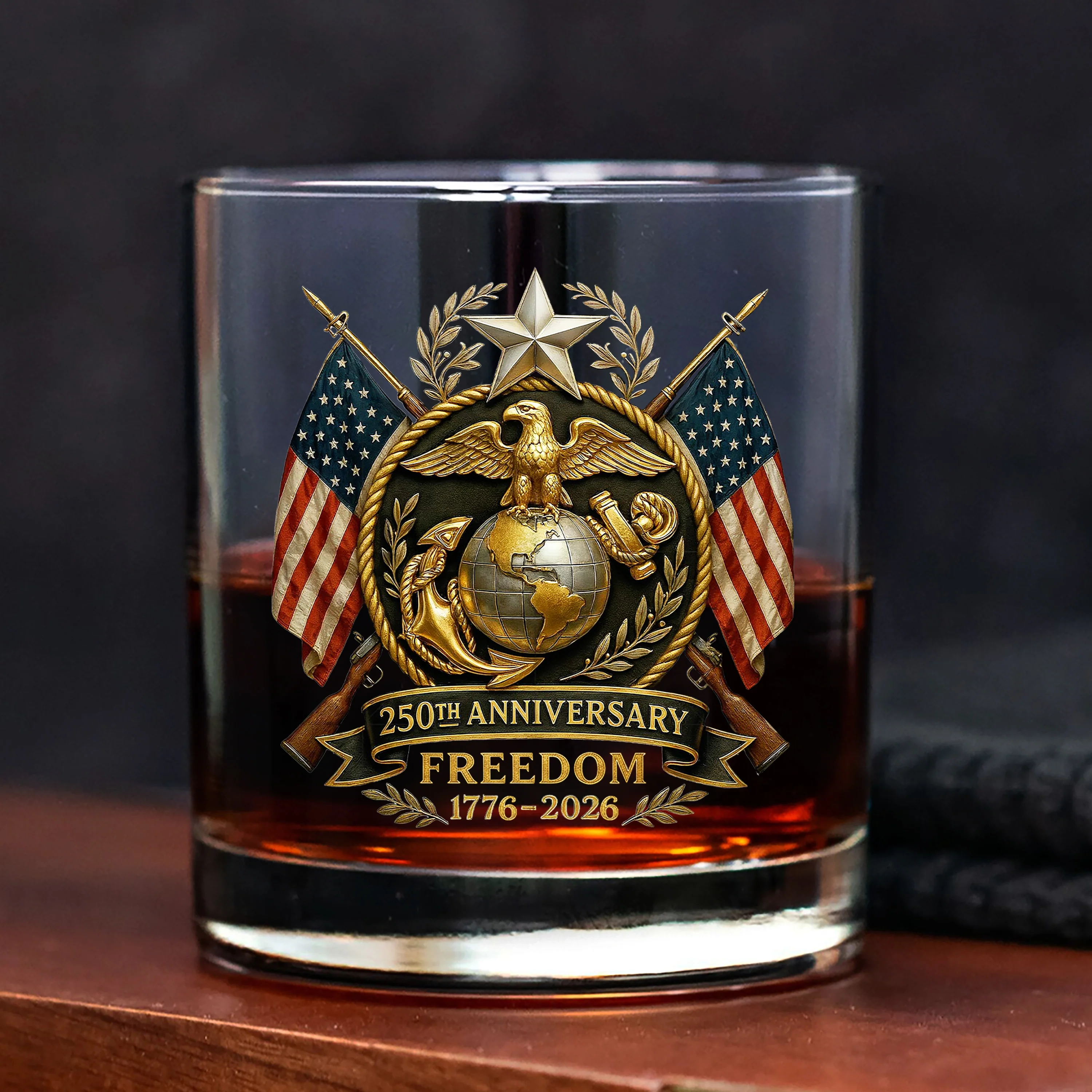 Bald Eagles Guns 250th Anniversary Freedom 1776 - 2026 Whiskey Glass LM32 897463 - Image 7