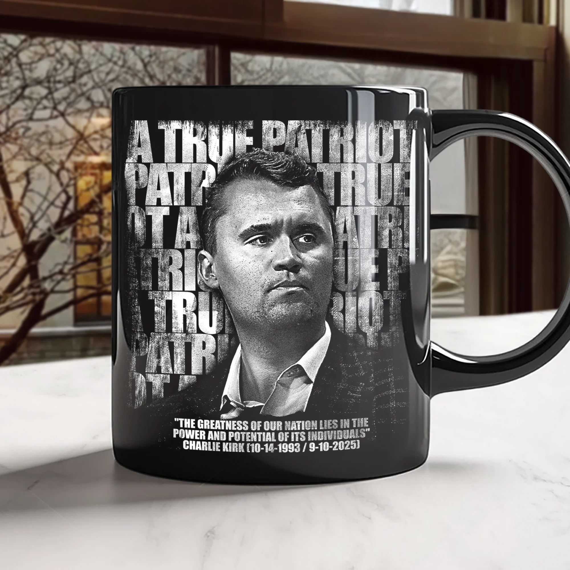 Charlie Kirk Memorial – A True Patriot Tribute Remembrance Black Mug LM32 65541 - Image 6