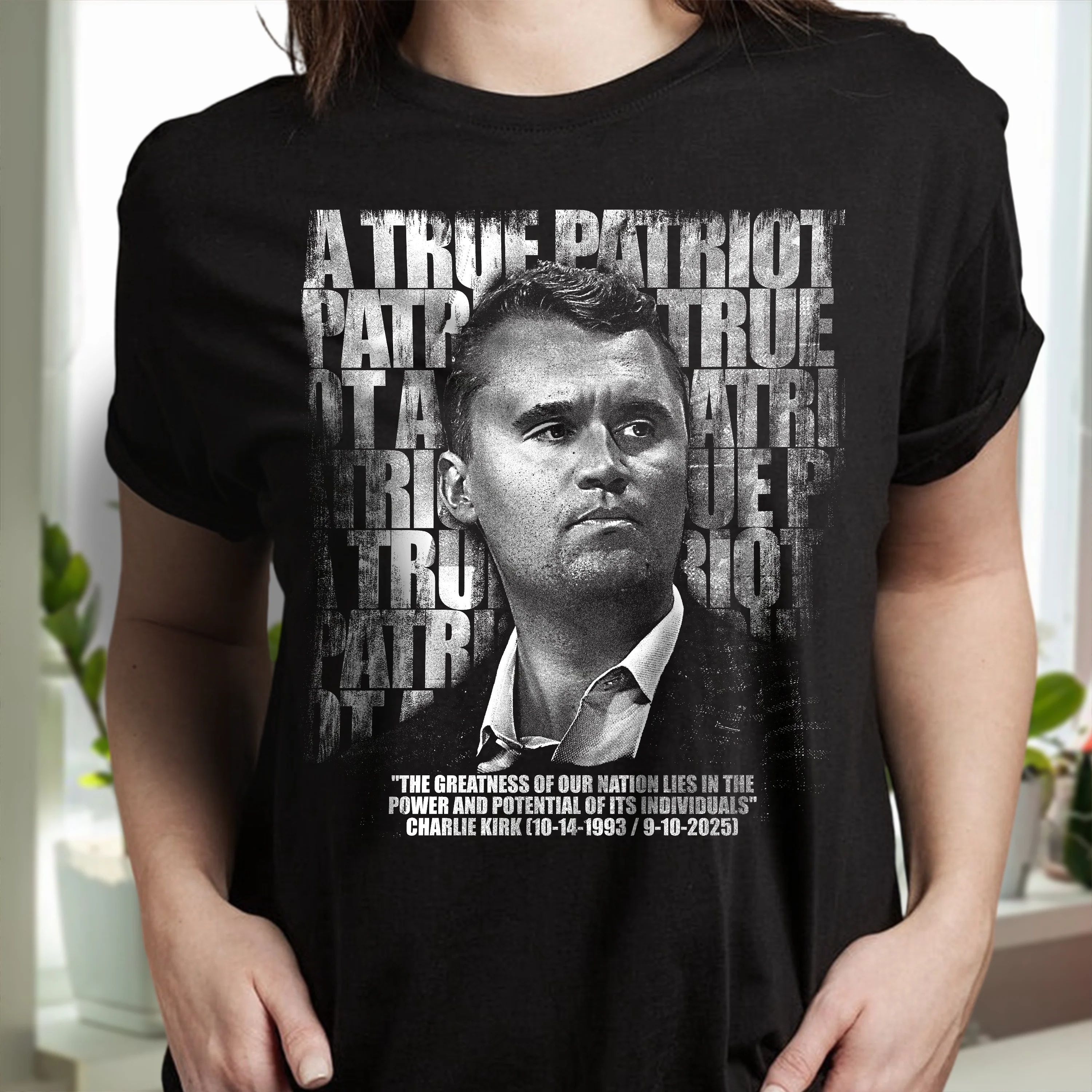 Charlie Kirk Memorial – A True Patriot Tribute Remembrance Dark Shirt LM32 65525 - Image 5