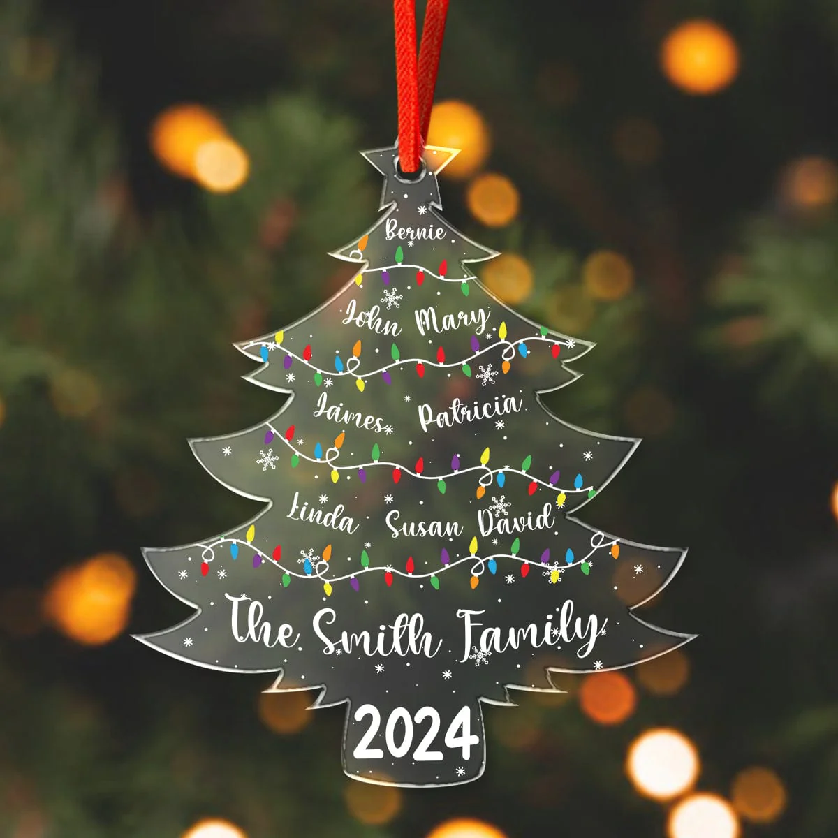 Christmas Tree With Family Names And Led Lights Personalized Acrylic Ornament HA75 891915 - Image 2