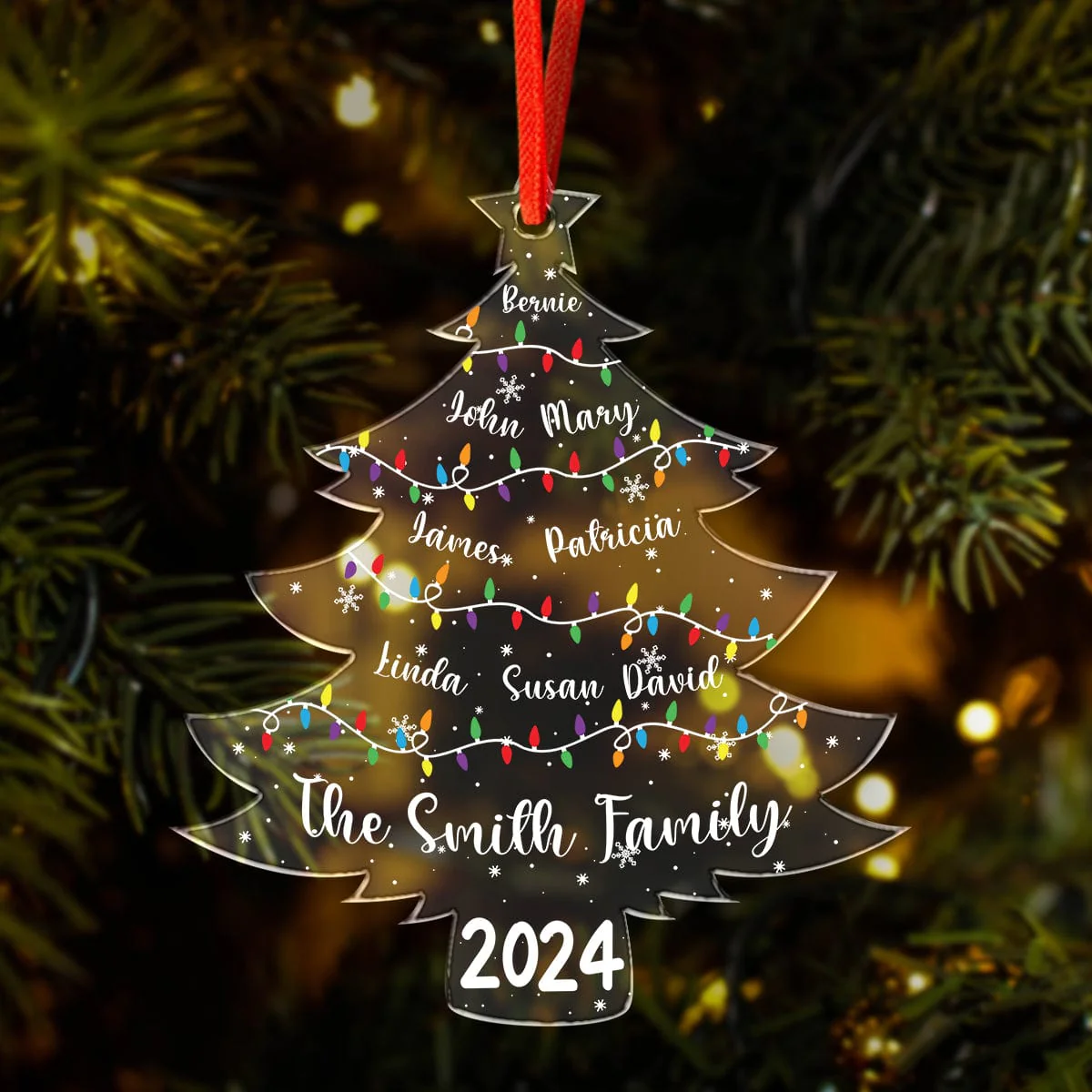 Christmas Tree With Family Names And Led Lights Personalized Acrylic Ornament HA75 891915 - Image 3