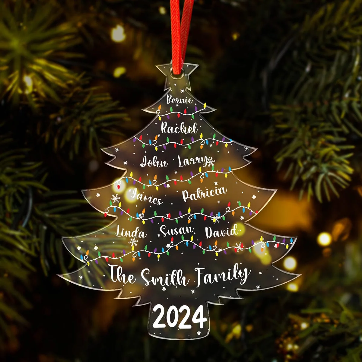 Christmas Tree With Family Names And Led Lights Personalized Acrylic Ornament HA75 891915 - Image 4