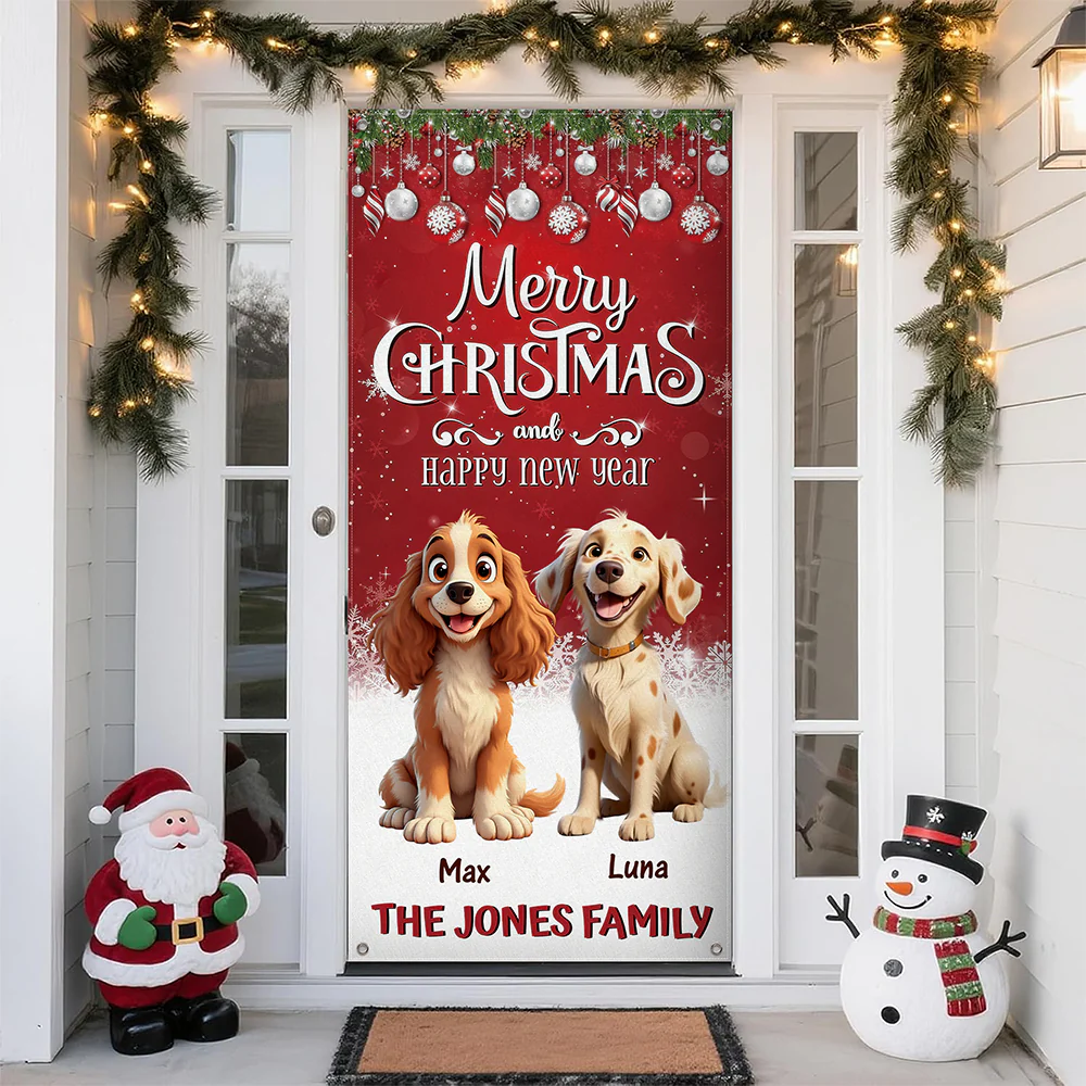 Custom 3D Cute Dog Merry Christmas and Happy New Years Door Cover LM32 897135 - Image 6