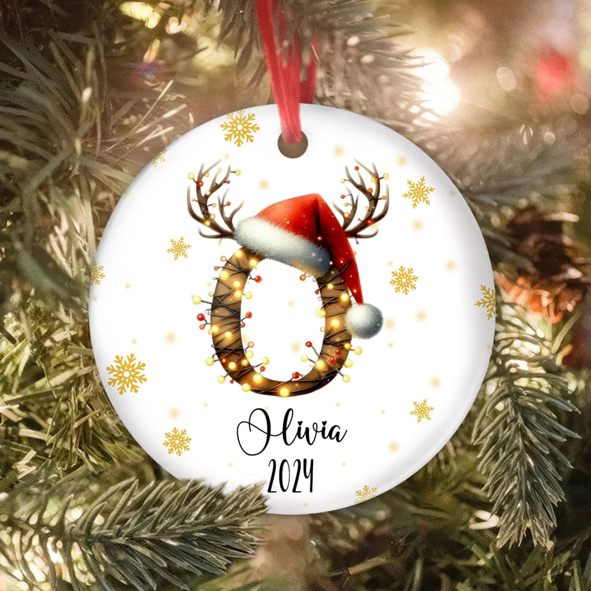 Custom Alphabet And Name Year Christmas Ceramic Ornament HA75 891759 - Image 2