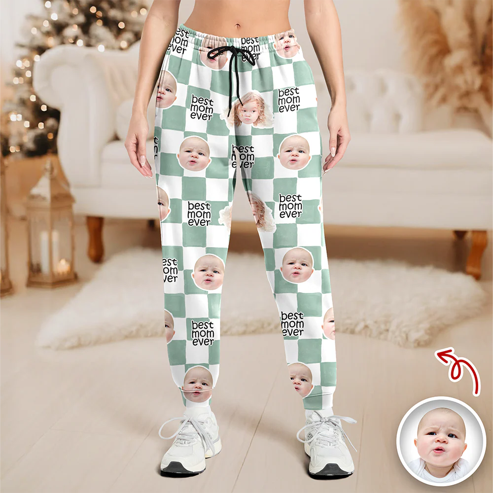 Custom Baby Face Best Dad, Mom Ever Retro Sweatpants - Gift for Parents, Father's Day LM32 669009 - Image 2