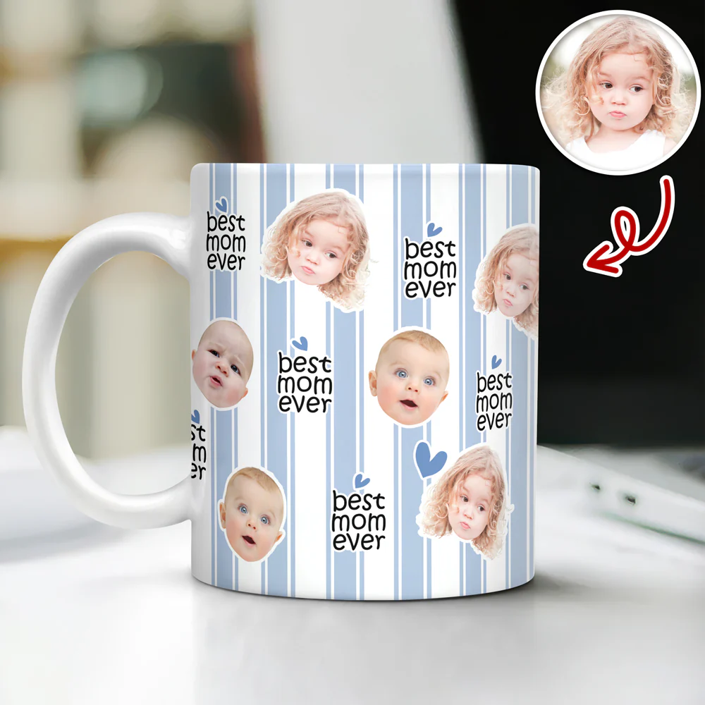 Custom Baby Face Best Mom Ever Print Full Mug - Personalized Gift for Mom, Grandma LM32 669021 - Image 3