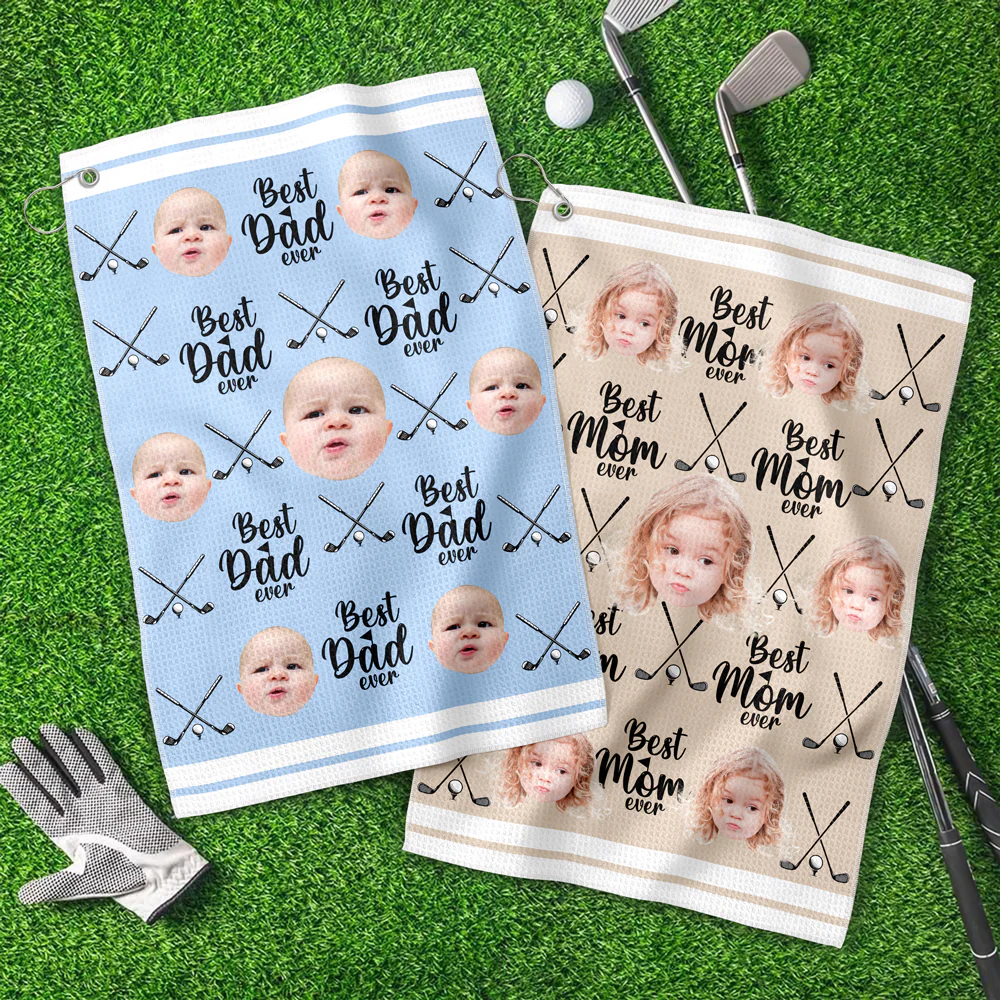 Custom Baby Photo Best Dad Ever For Golf Loving Golf Towel LM32 893577 - Image 2