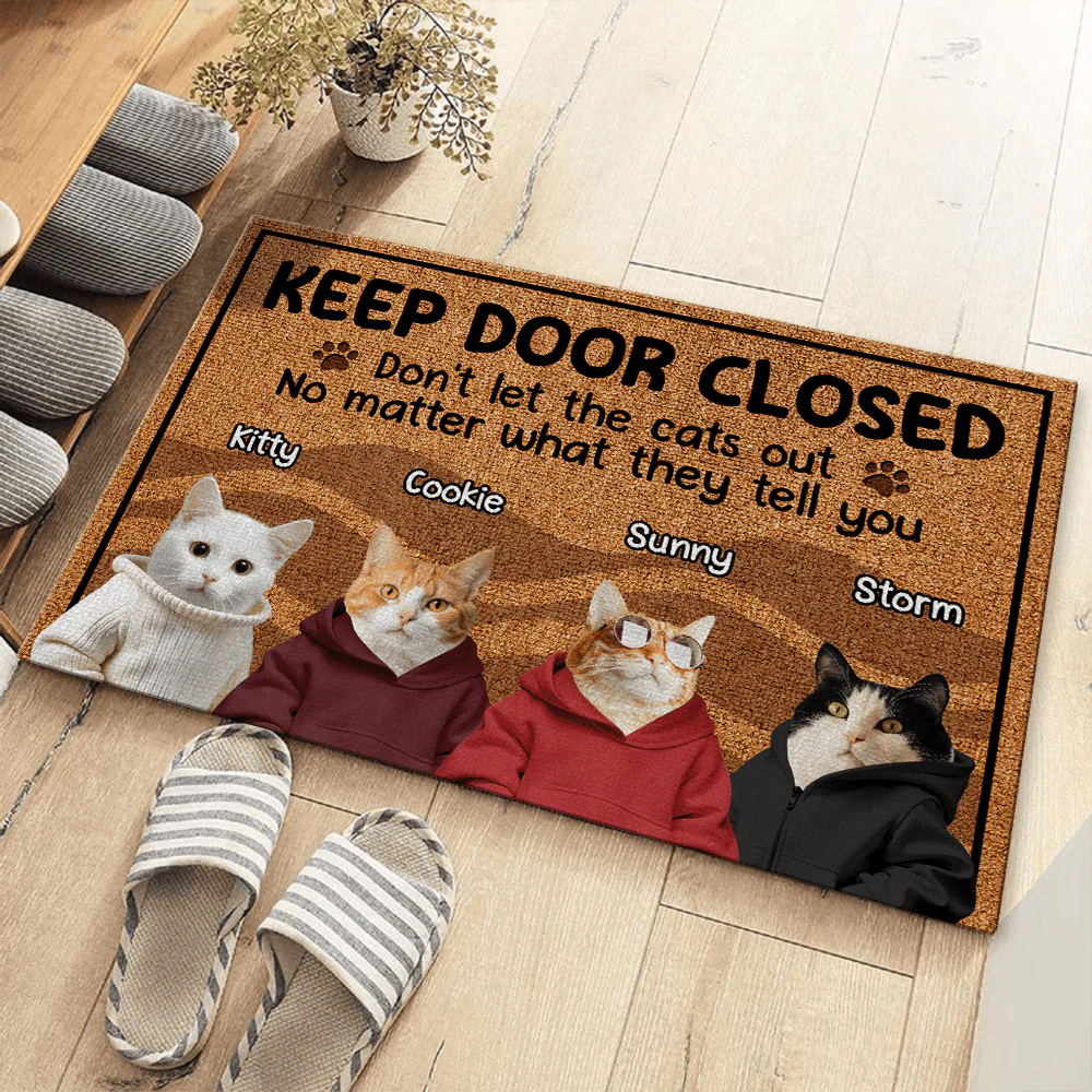 Custom Cat Cute Photo Keep The Door Closed Doormats LM32 893091 - Image 3