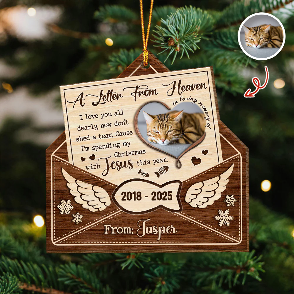 Custom Cat Photo A Letter From Heaven Sympathy Memorial Wooden Ornament LM32 895891 - Image 6