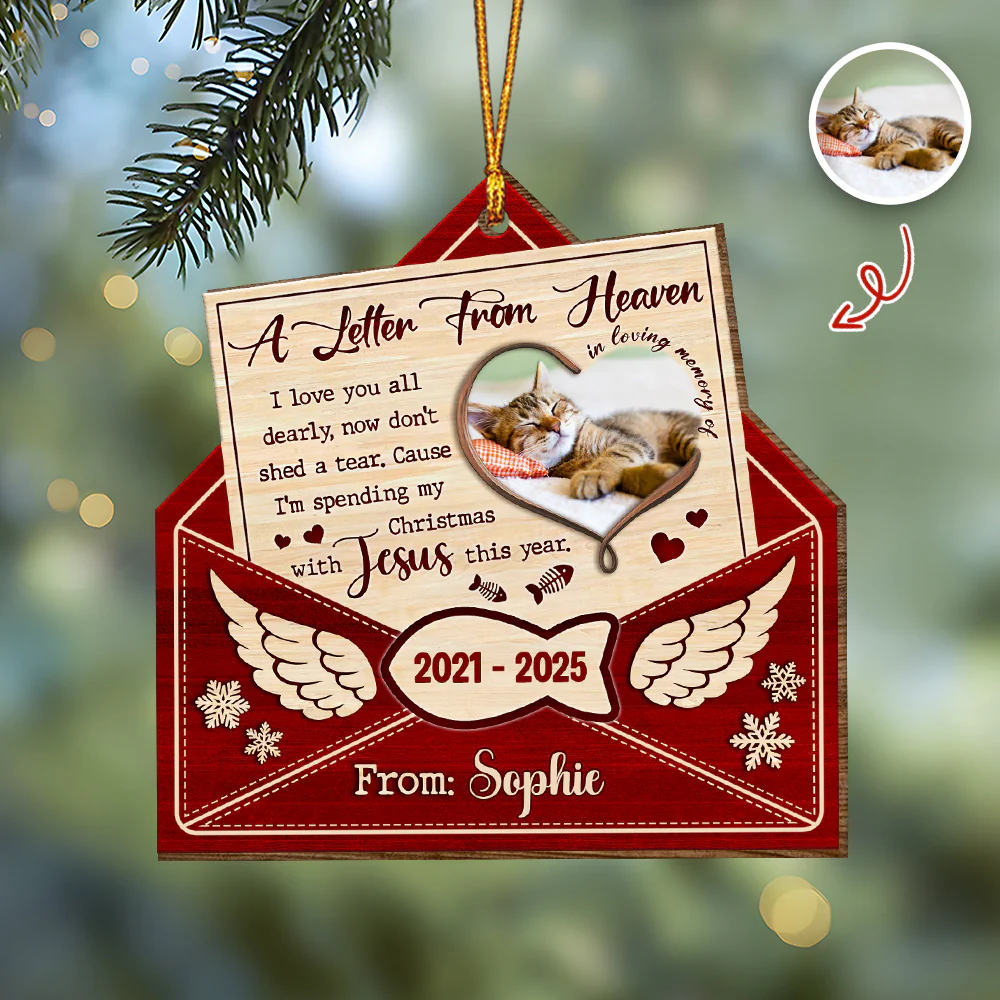 Custom Cat Photo A Letter From Heaven Sympathy Memorial Wooden Ornament LM32 895891 - Image 8