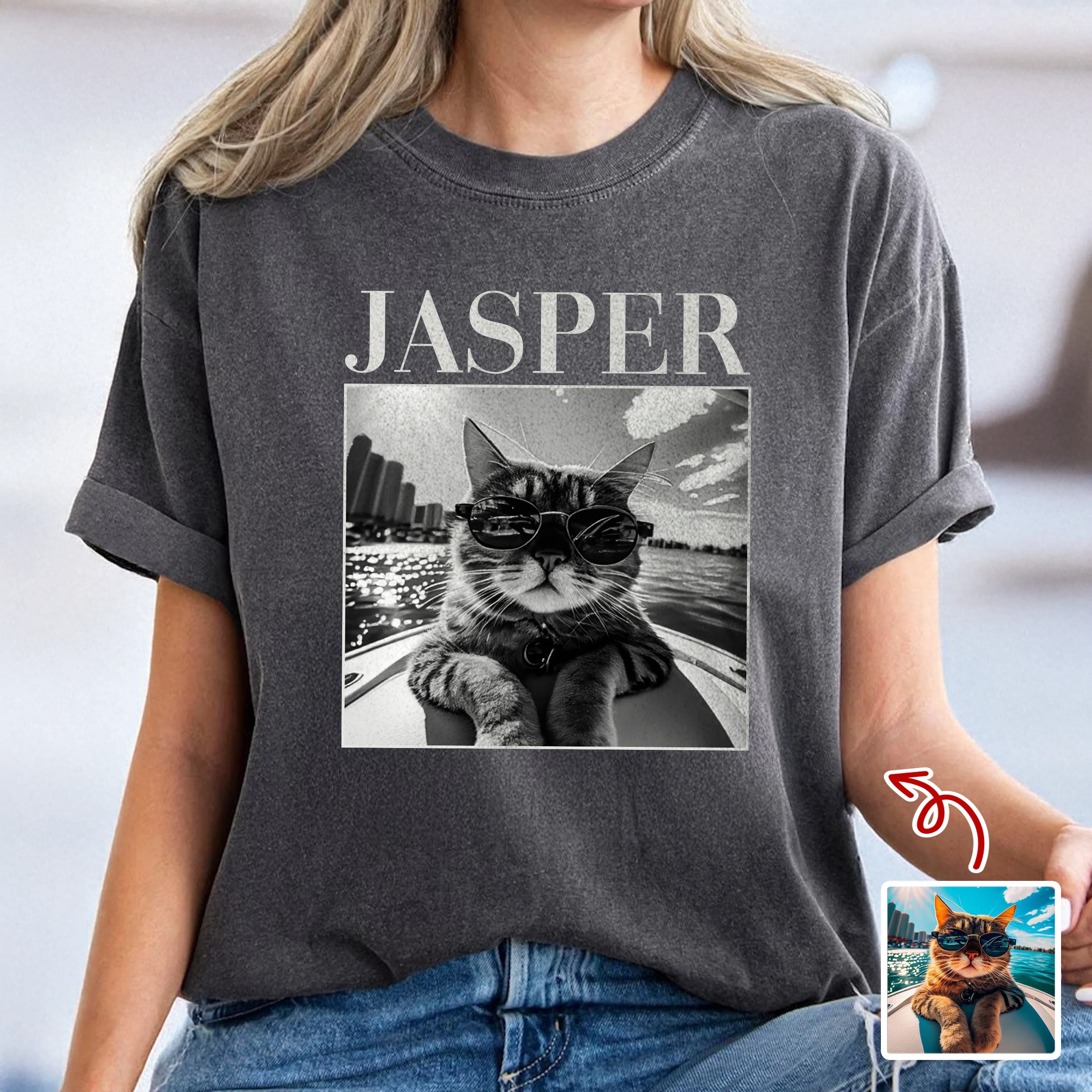 Custom Cat Photo Vintage Comfort Shirt For Cat Lovers LM32 895525 - Image 6