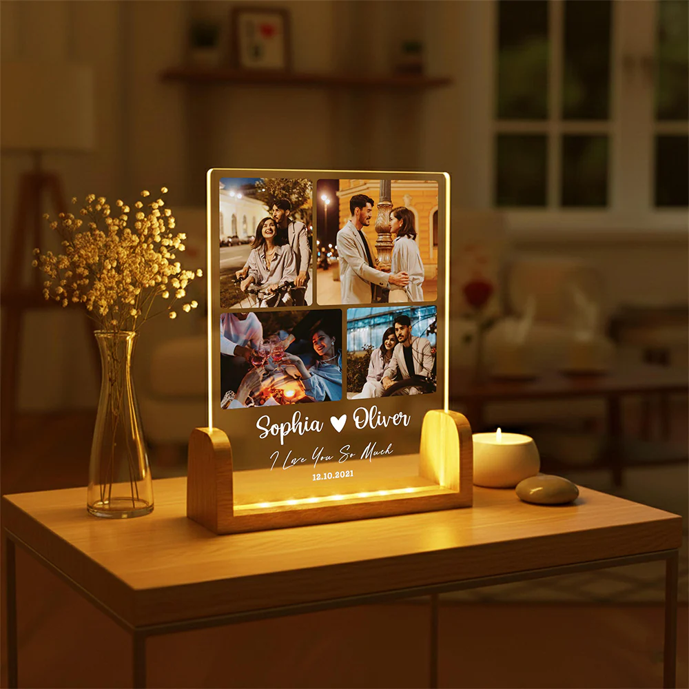Custom Couple Photo Collage Acrylic Plaque LED Night Light - Gift for Her, Gift for Him LM32 899161 - Image 5