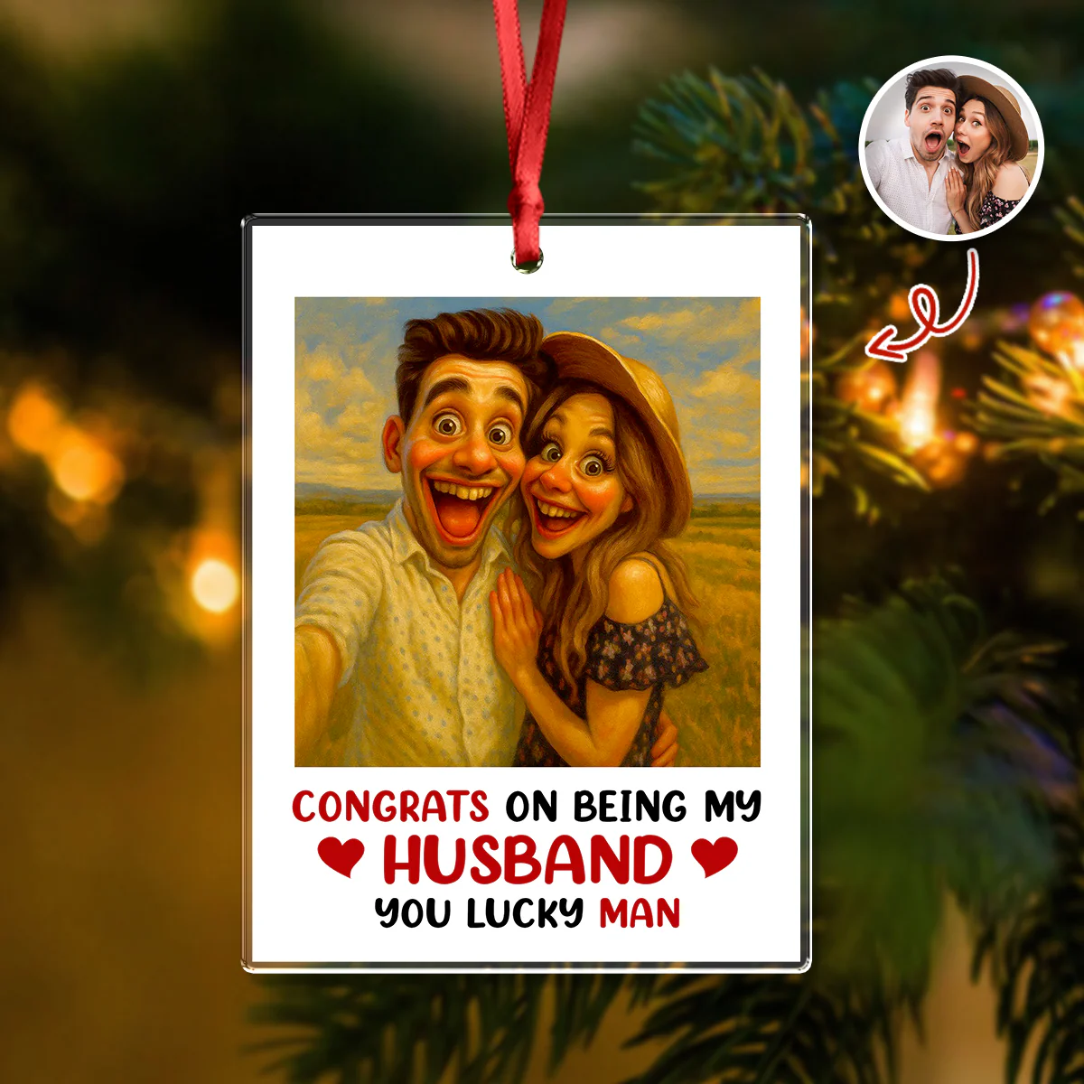 Custom Couple Photo Congrats On Being My Husband Acrylic Ornament LM32 895119 - Image 5