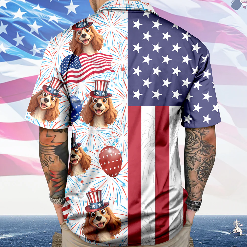 Custom Cute 3D American Dog - Independence Flag Design Hawaiian Shirt LM32 897915 - Image 6