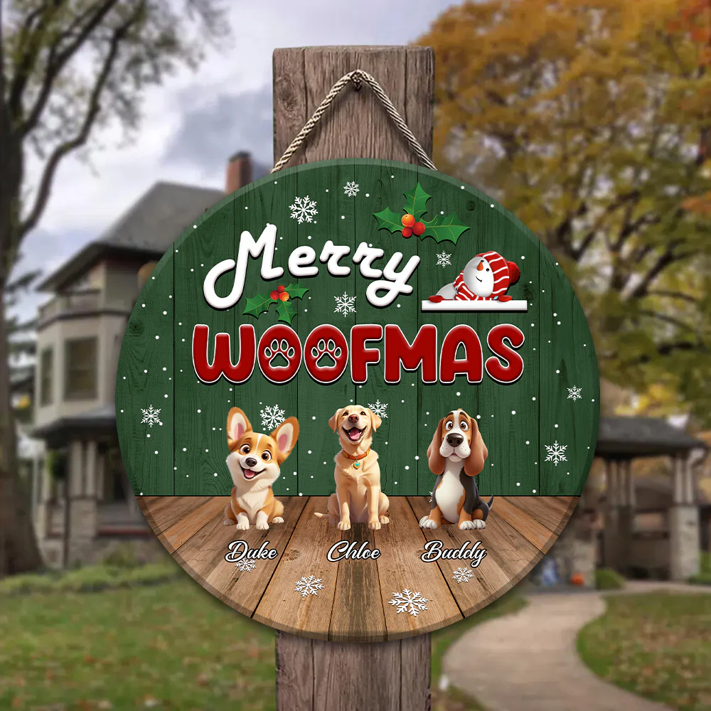 Custom Cute 3D Dog Merry Christmas Gift Door Sign For Dog Lovers LM32 897255 - Image 4
