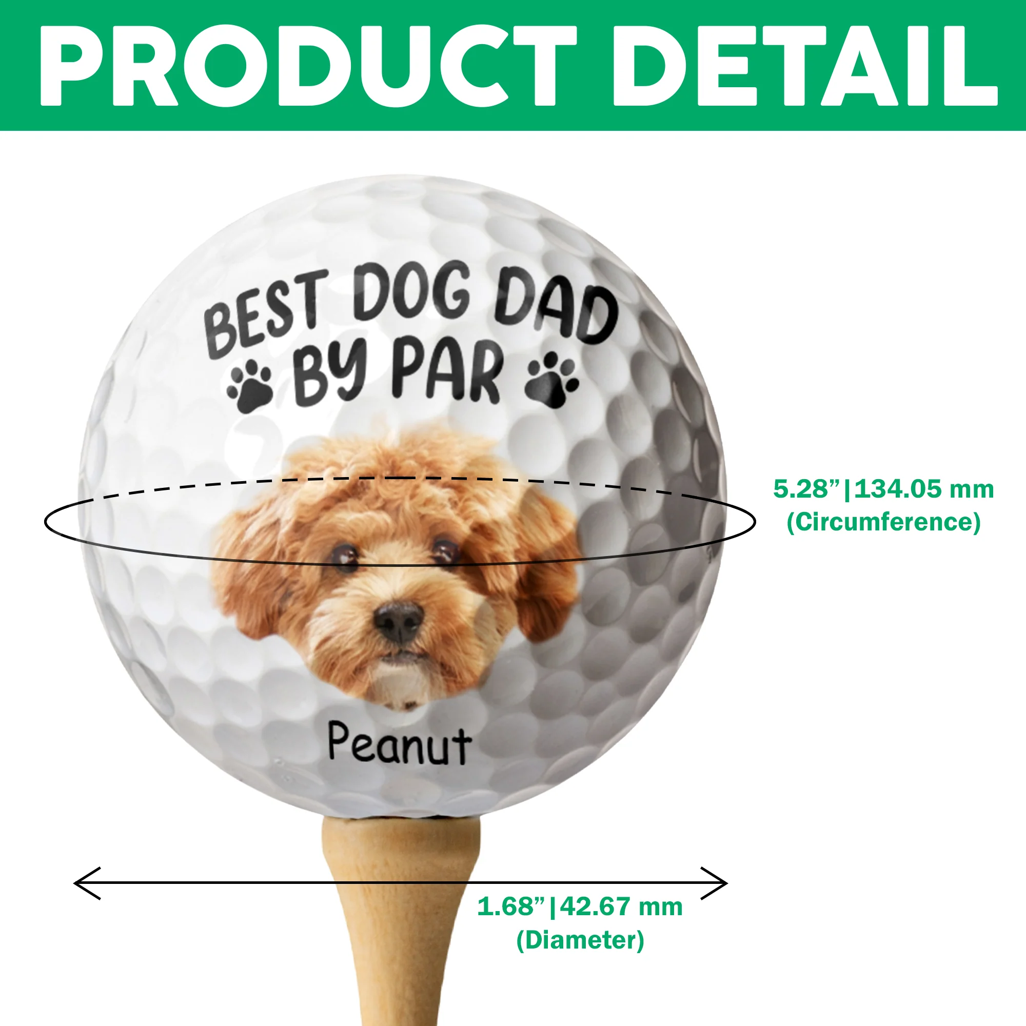 Custom Cute Pet Face Best Dog Dad By Par Golf Ball LM32 893473 - Image 7