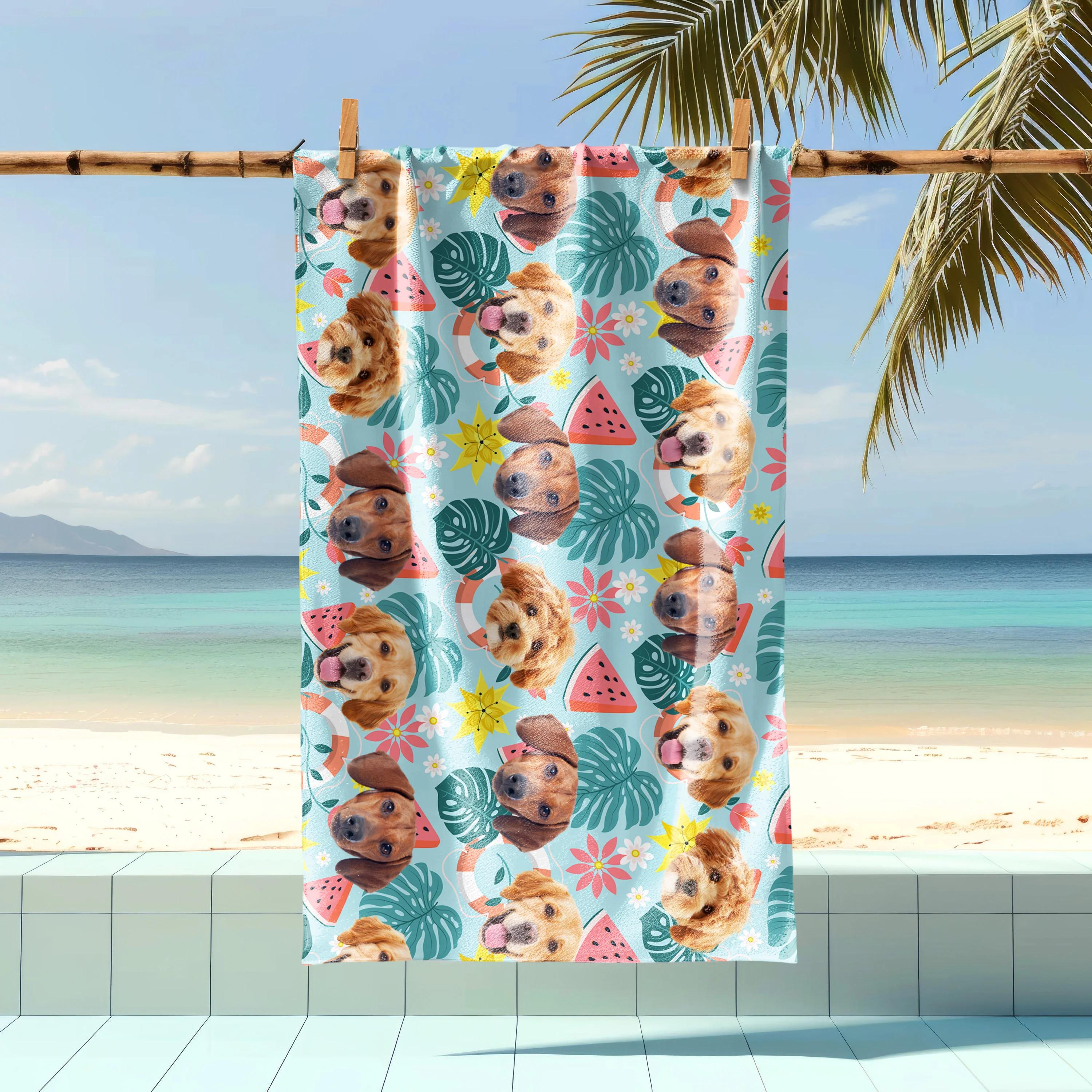 Custom Cute Dog Face Tropical Party Summer Beach Towels LM32 893441 - Image 4