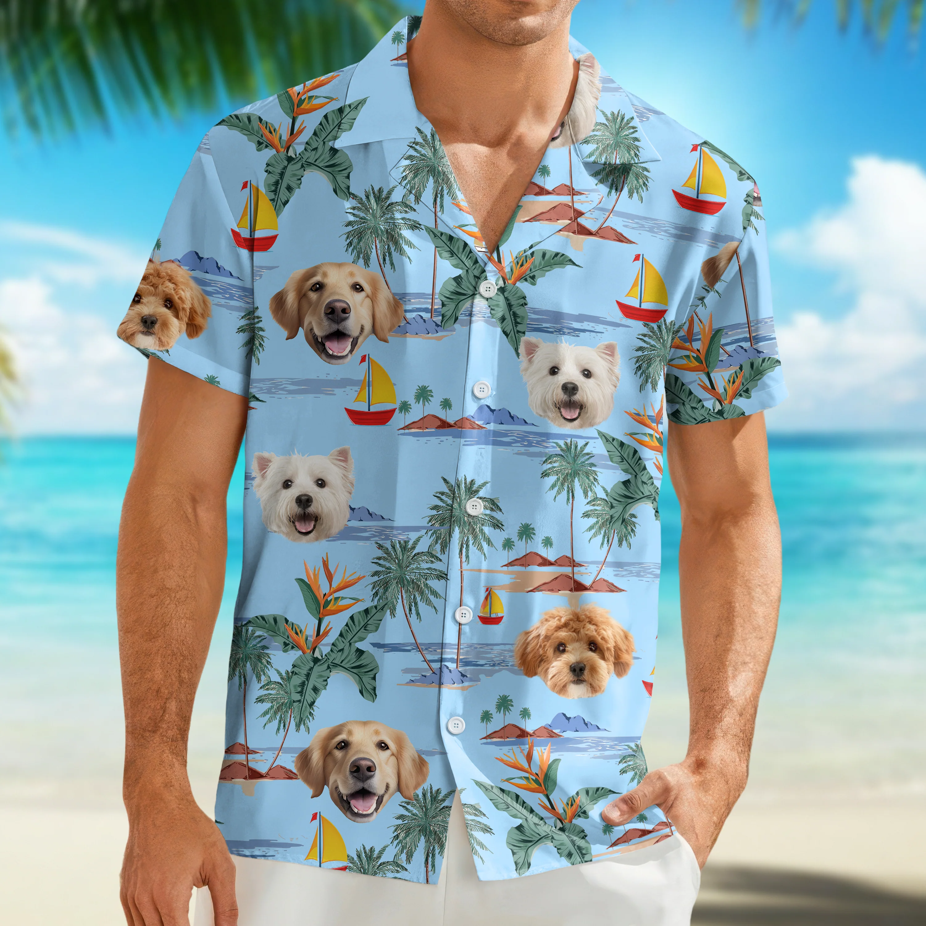 Custom Cute Dog Face Tropical Summer Vibe Hawaii Shirt LM32 893413 - Image 2