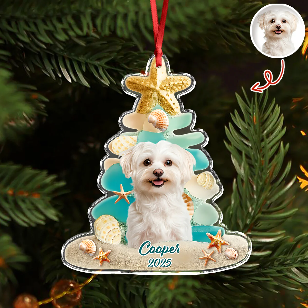 Custom Cute Dog Photo Sea Glass Christmas Acrylic Ornament For Dog Lovers LM32 895997 - Image 2